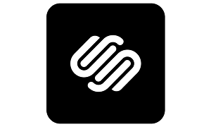 White Squarespace badge logo on black background