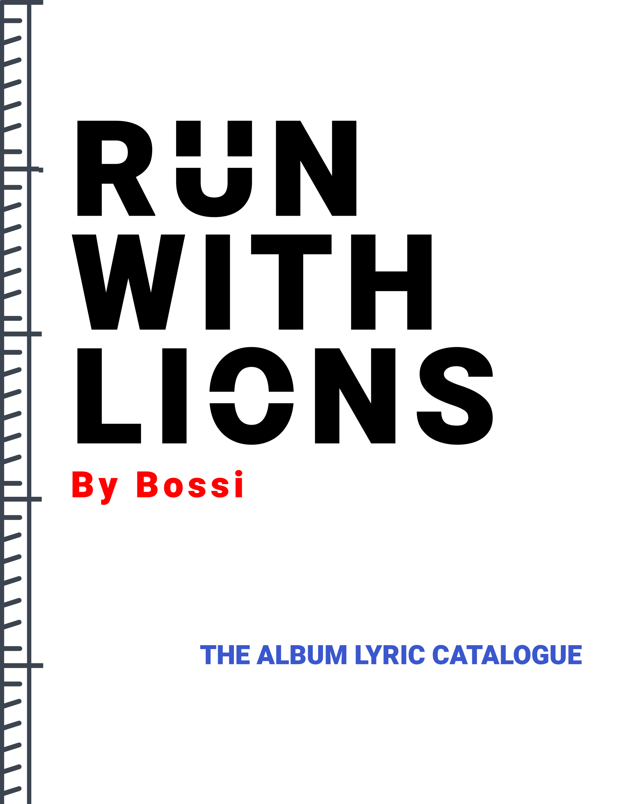 Run with Lions - Full Album Lyric Sheets