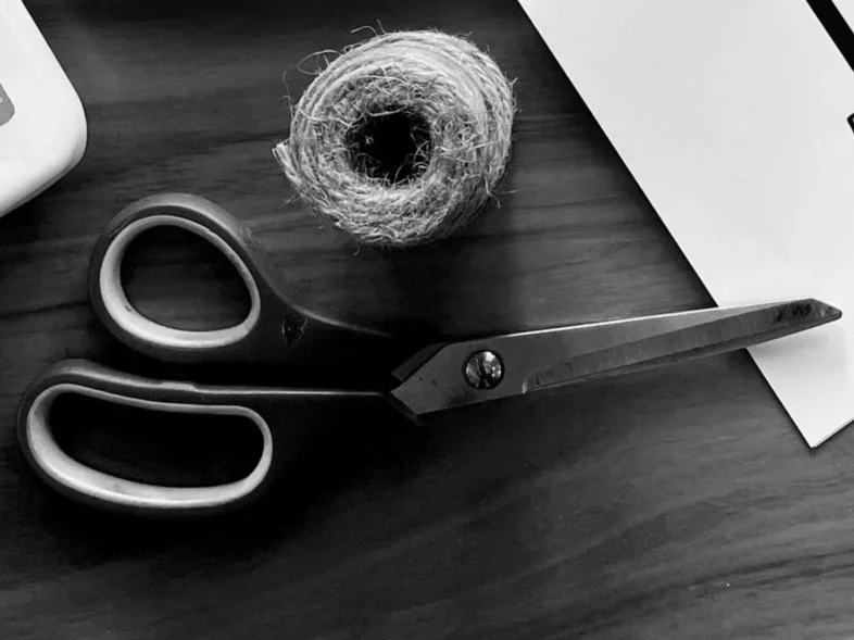 Scissors, roll of twine