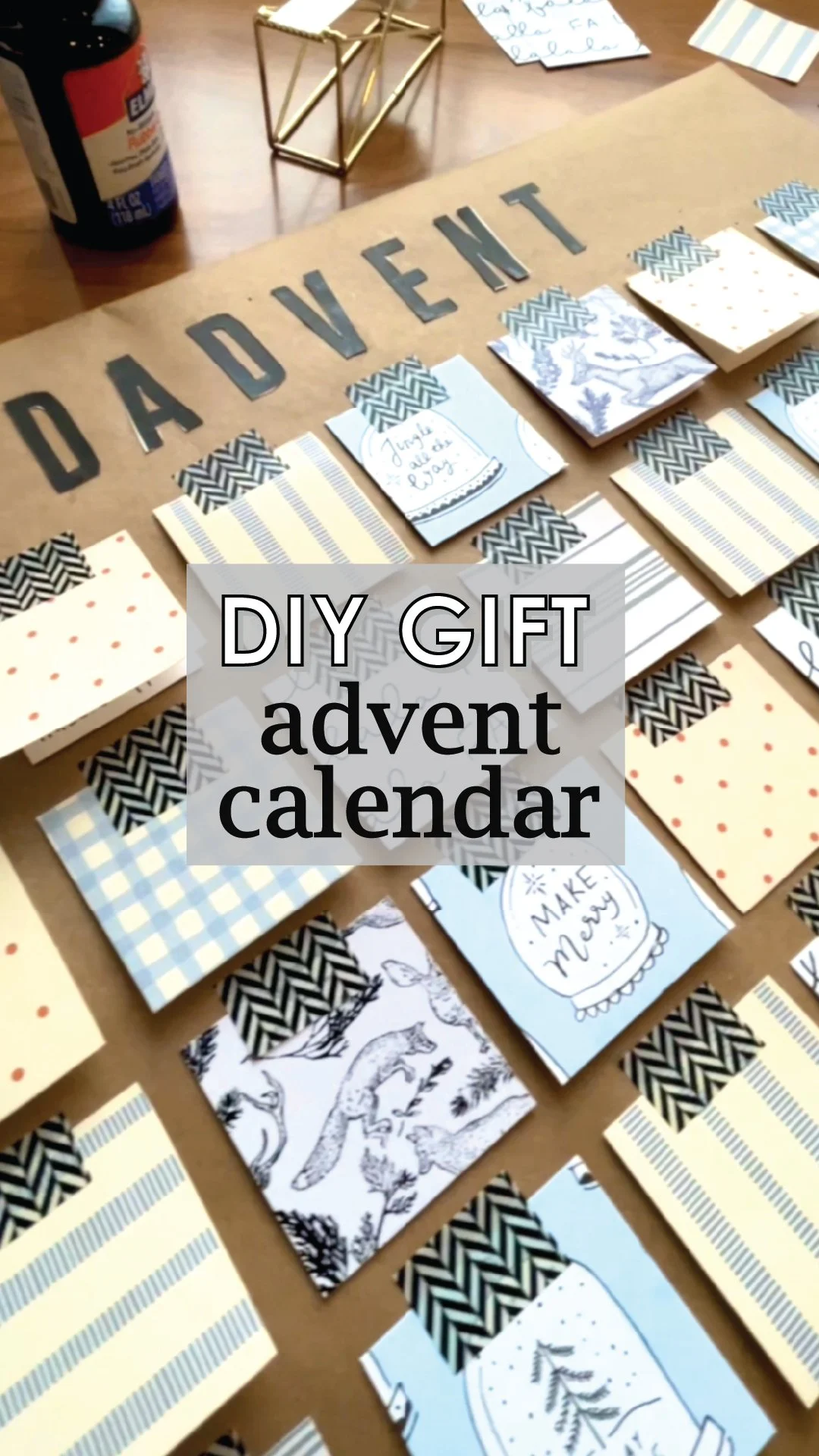 DIY Gift - Advent Calendar called "Dadvent" made of scrapbook paper, kraft paper, and washi tape
