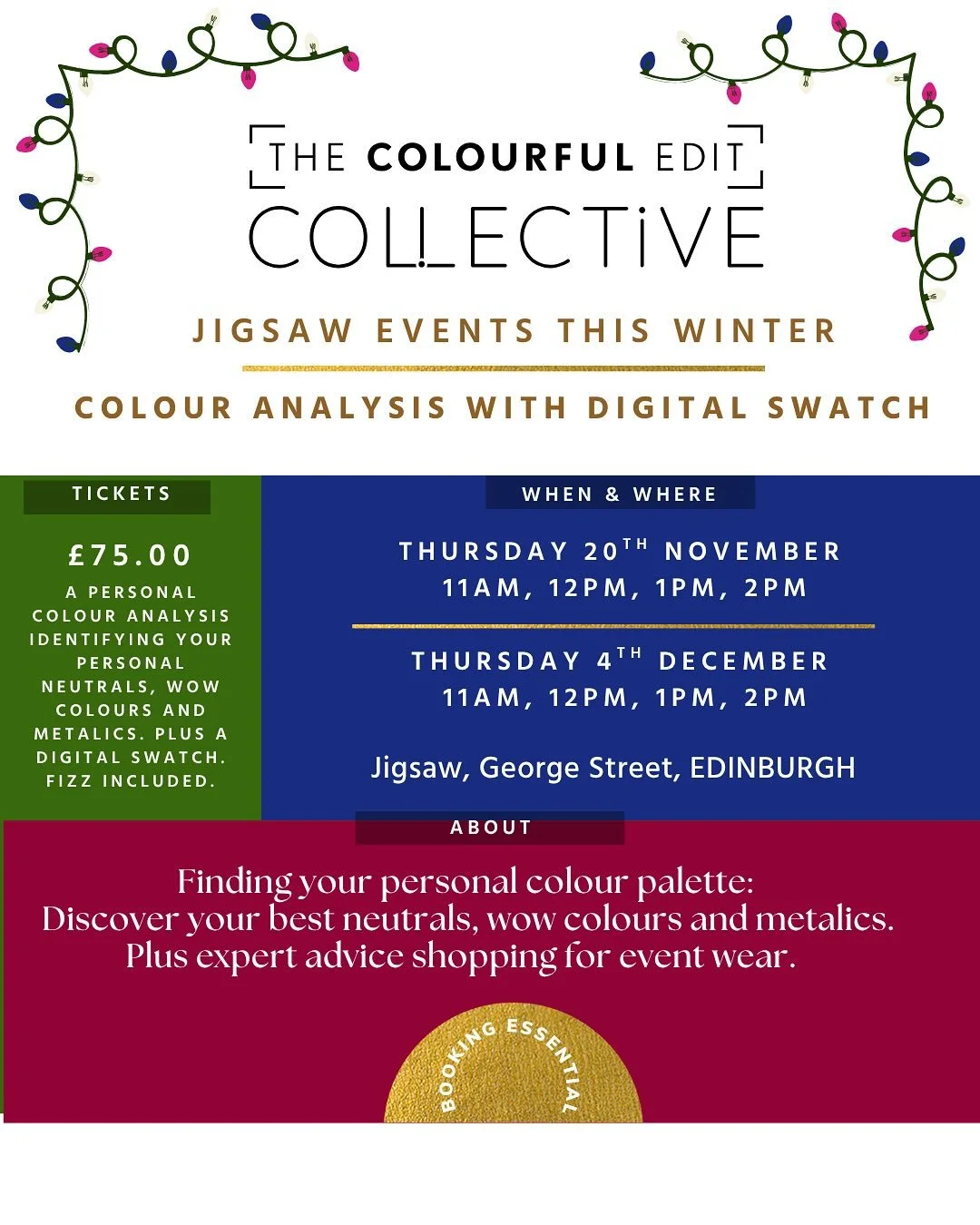 TCE X JIGSAW: FESTIVE SEASON
A couple of new dates are up for grabs and this time I&rsquo;m in the city on a Thursday! 

Book away if you fancy help with your Christmas sparkle!! 

Link to book, in bio.