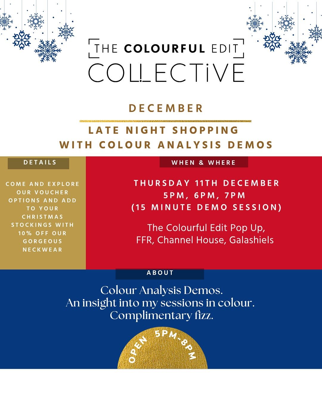 SHINE ON INDEED 
A warm cosy welcome to @thecolourfuledit studio Thursday 11th December 2025, for some drinks, nibbles, colour demos on the hour &amp; colourful shopping, whether it be accessories, stocking fillers or to collect your vouchers in colo
