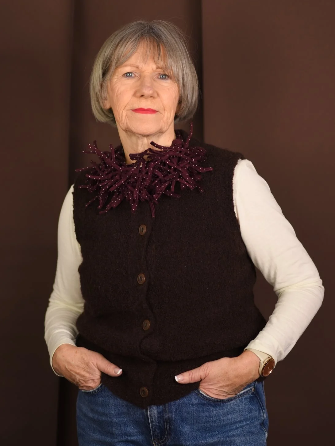 BURGANDY SPOT 
Modelled by our very own mumma bear.