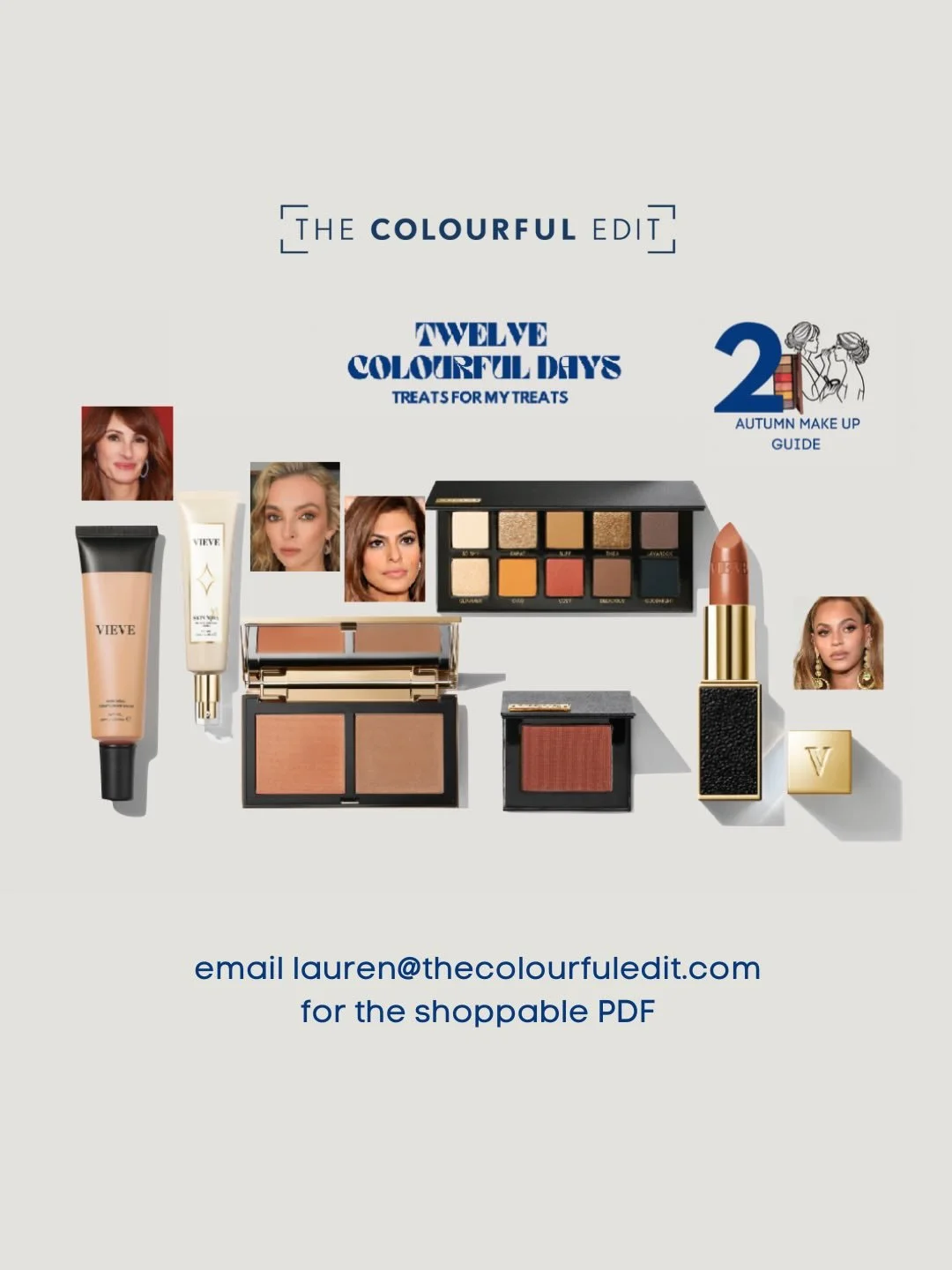 AUTUMN MAKE UP RECOMMENDATIONS 
For all my Autumn gals, rich and warm, I&rsquo;ve selected a range from the one and only @vieve ❤️ 
Drop me a line if you&rsquo;d prefer the digital file 💥