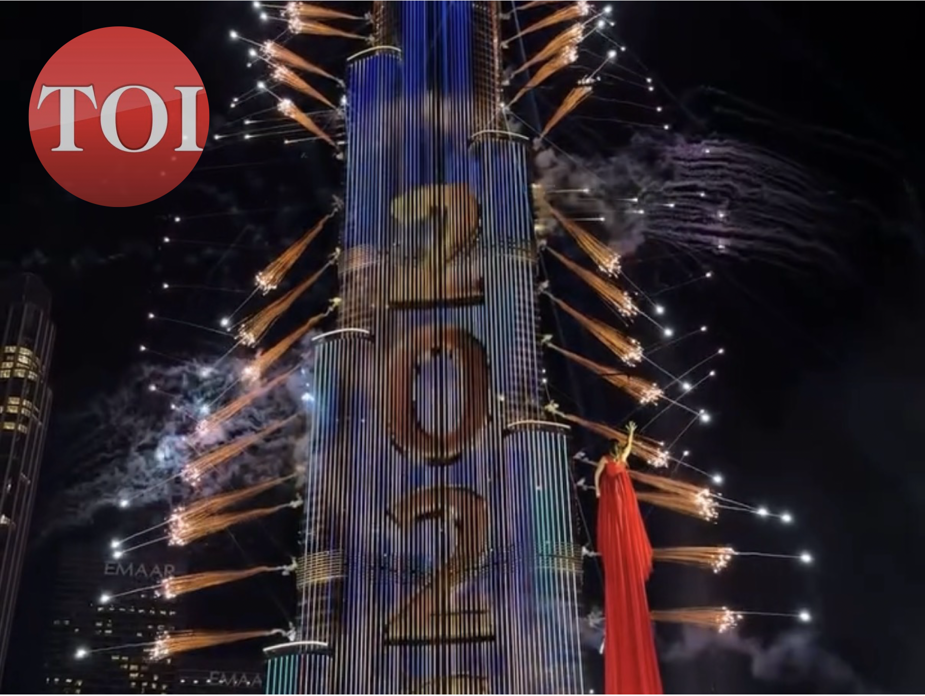 Watch jaw-dropping viral video: Woman conducts orchestra while flying beside Burj Khalifa on New Year’s Eve in Dubai