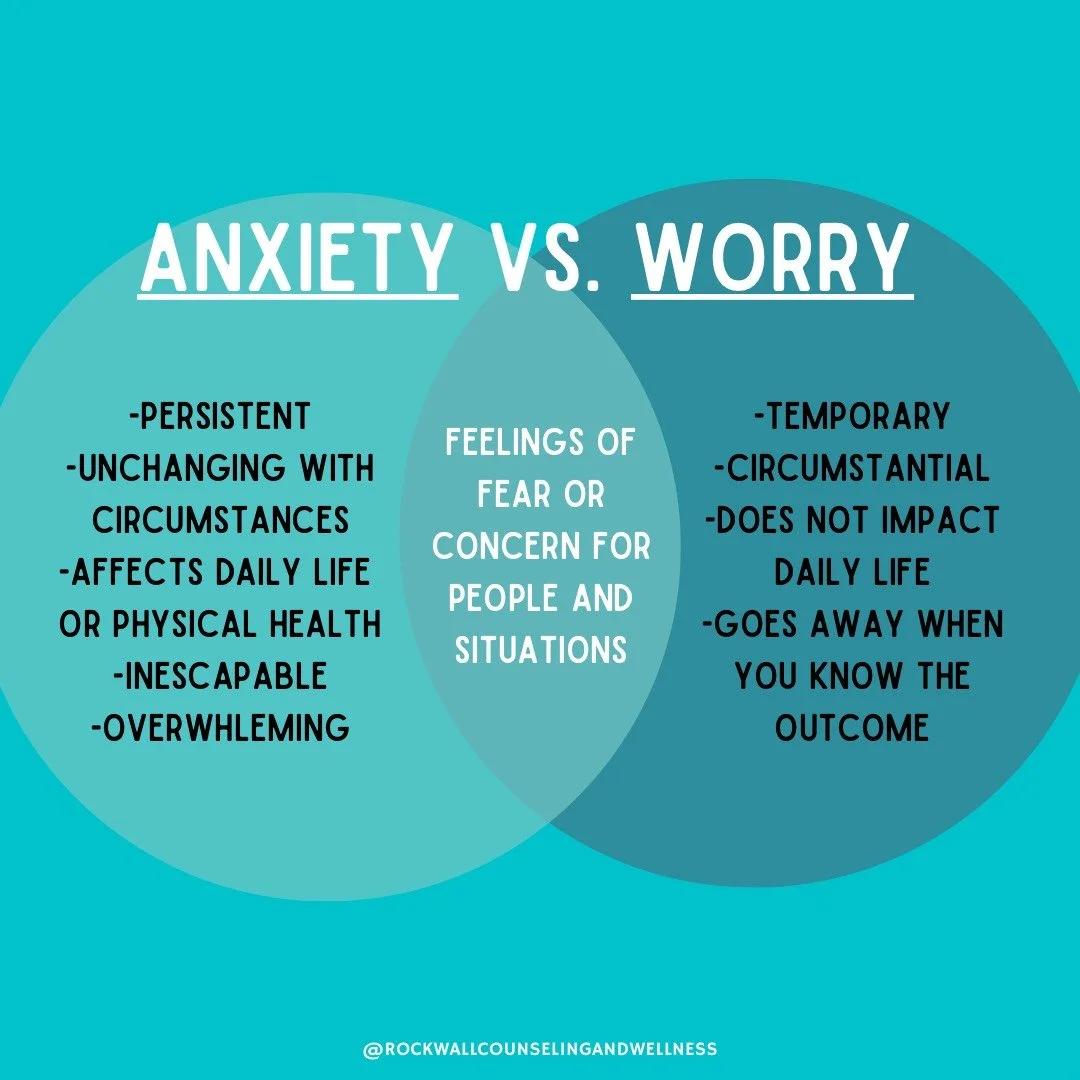 5 Main Differences Between Anxiety and Worry — Rockwall Counseling ...