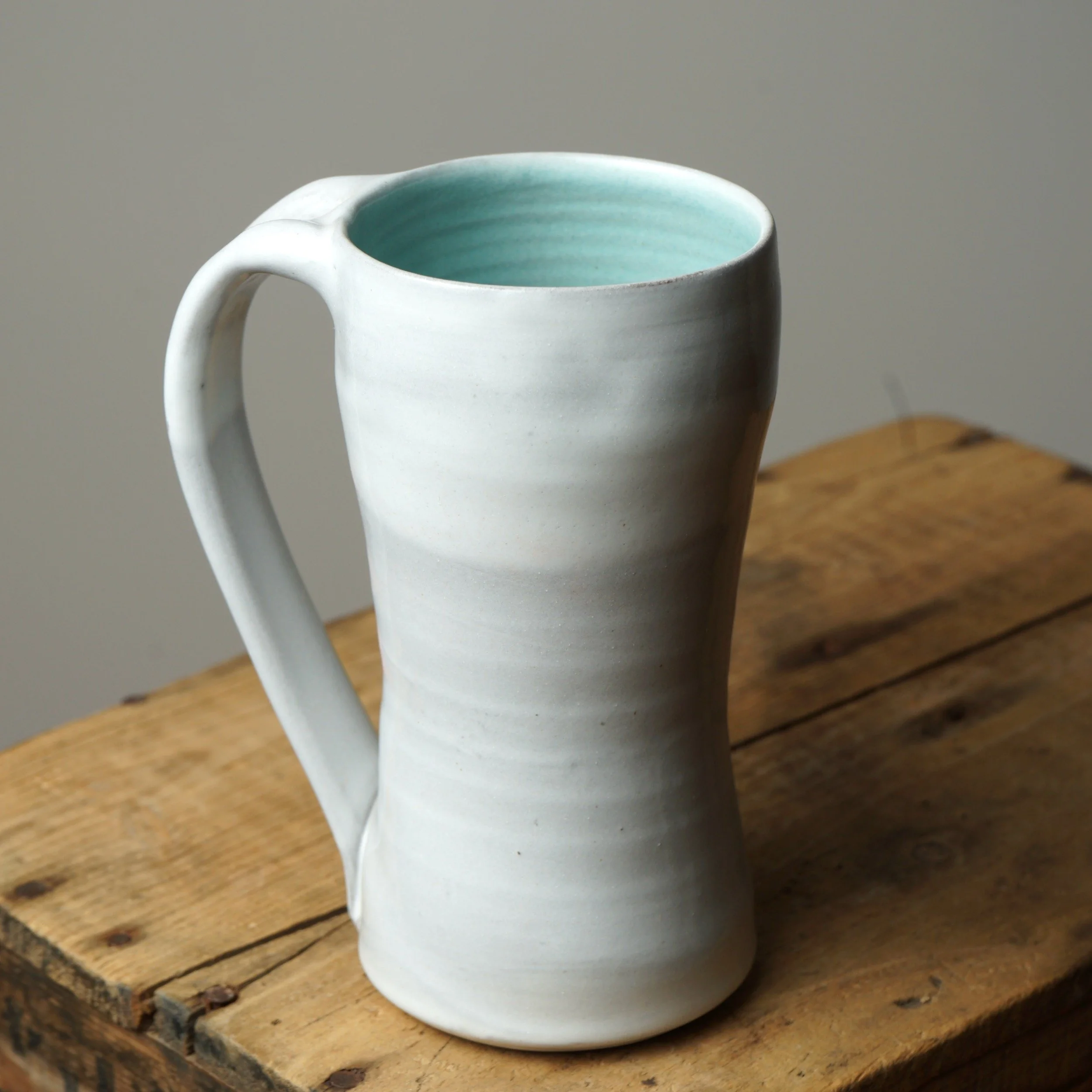tall mug - white with aqua interior