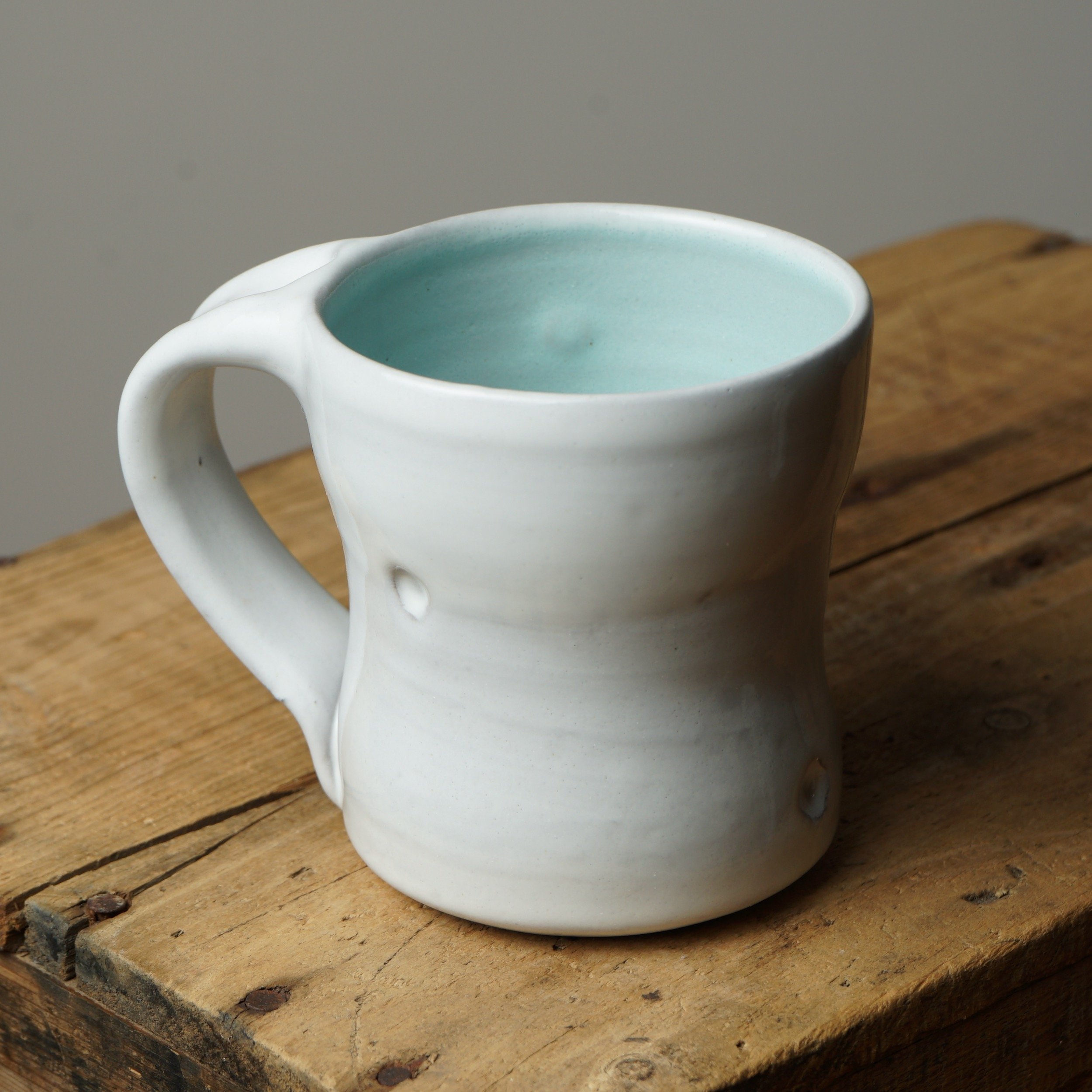 small mug - white with aqua interior