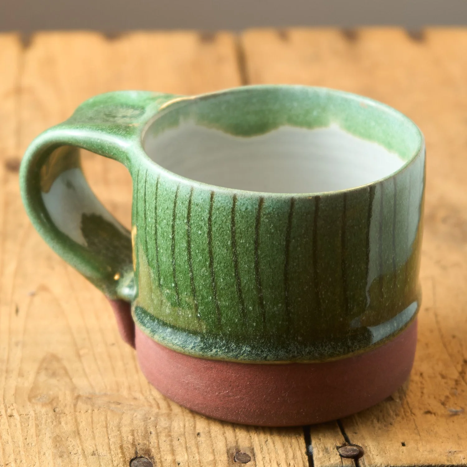 small mug - apple green striped