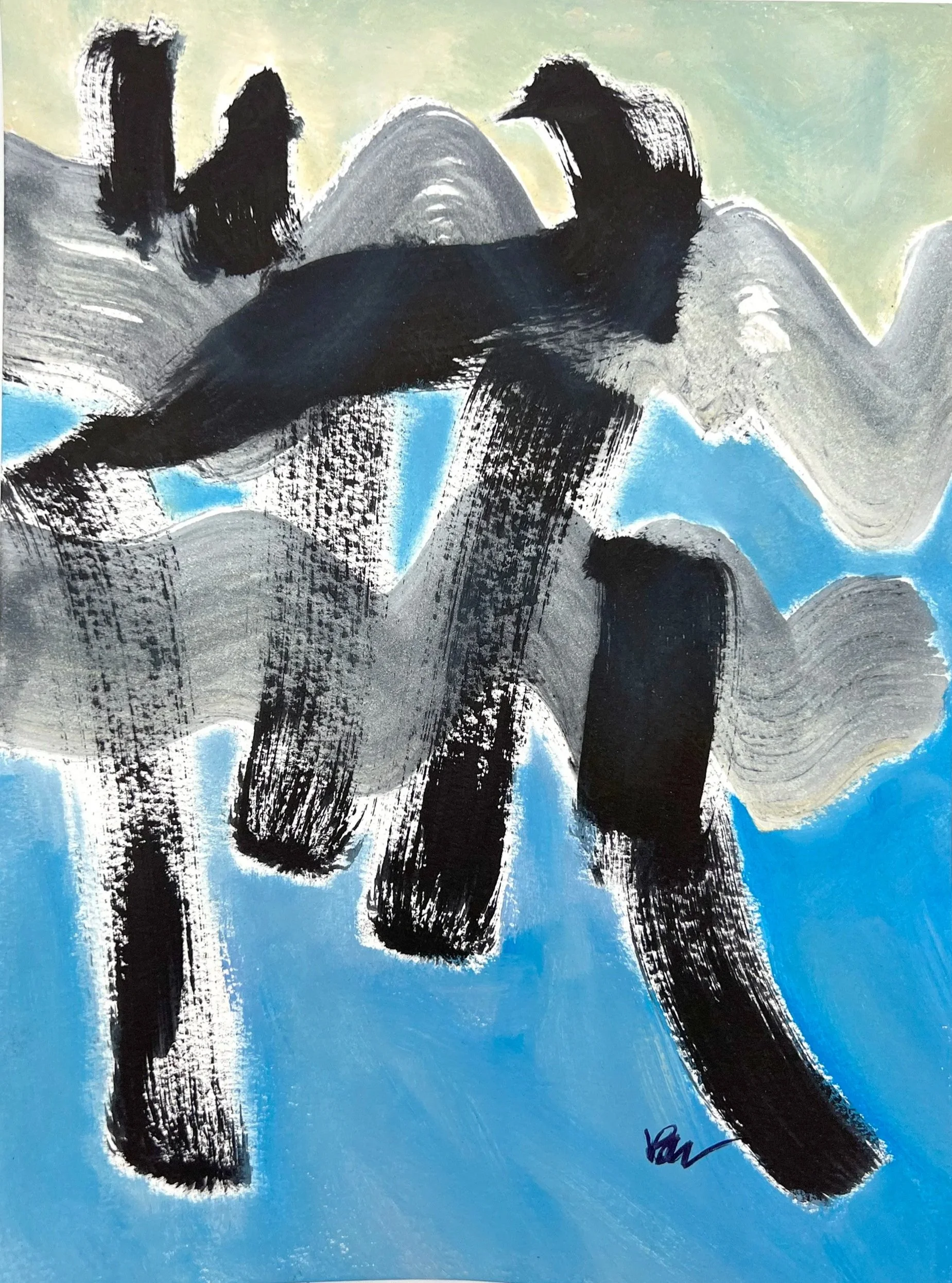 acrylic and oil on watercolor paper, 12x9 in, 2025