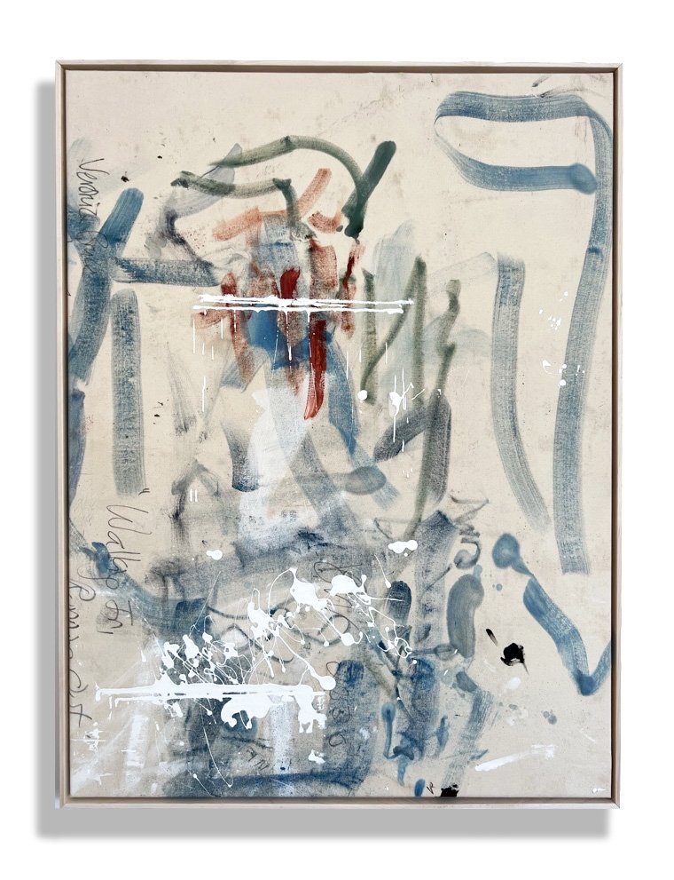 Painting Altar, 48x36 in, oil on reverse of an oil painting on canvas from 2013, 2022 (image in deep maple frame)