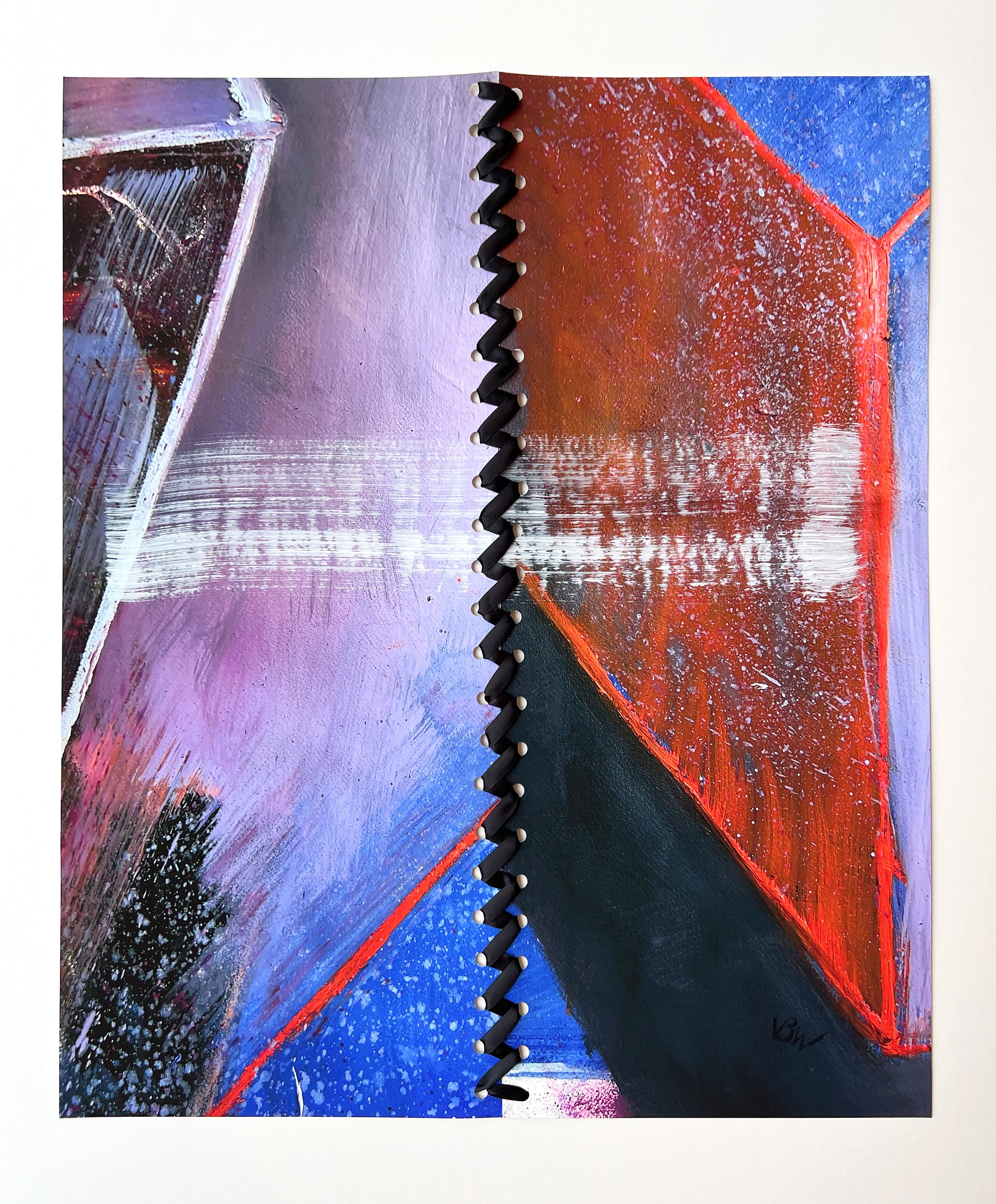 Reconfigured (embellished limited edition print), Edition 1/10, 24x20 in, acrylic and satin ribbon on archival pigment print, signed, 2023