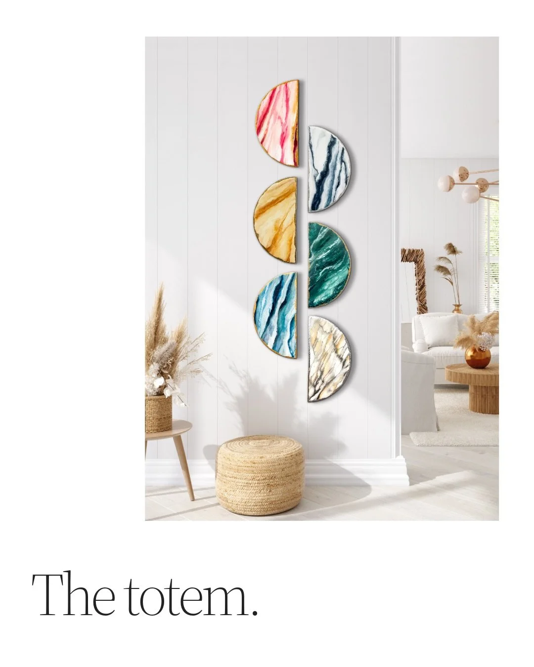 stacked. split. full. half. how would you hang them?

the DEMILUNE collection is meant to be a creative way to play with art on your walls. move them around and make it your own. like jewels stacked and mixed and matched. have fun with your art. now 