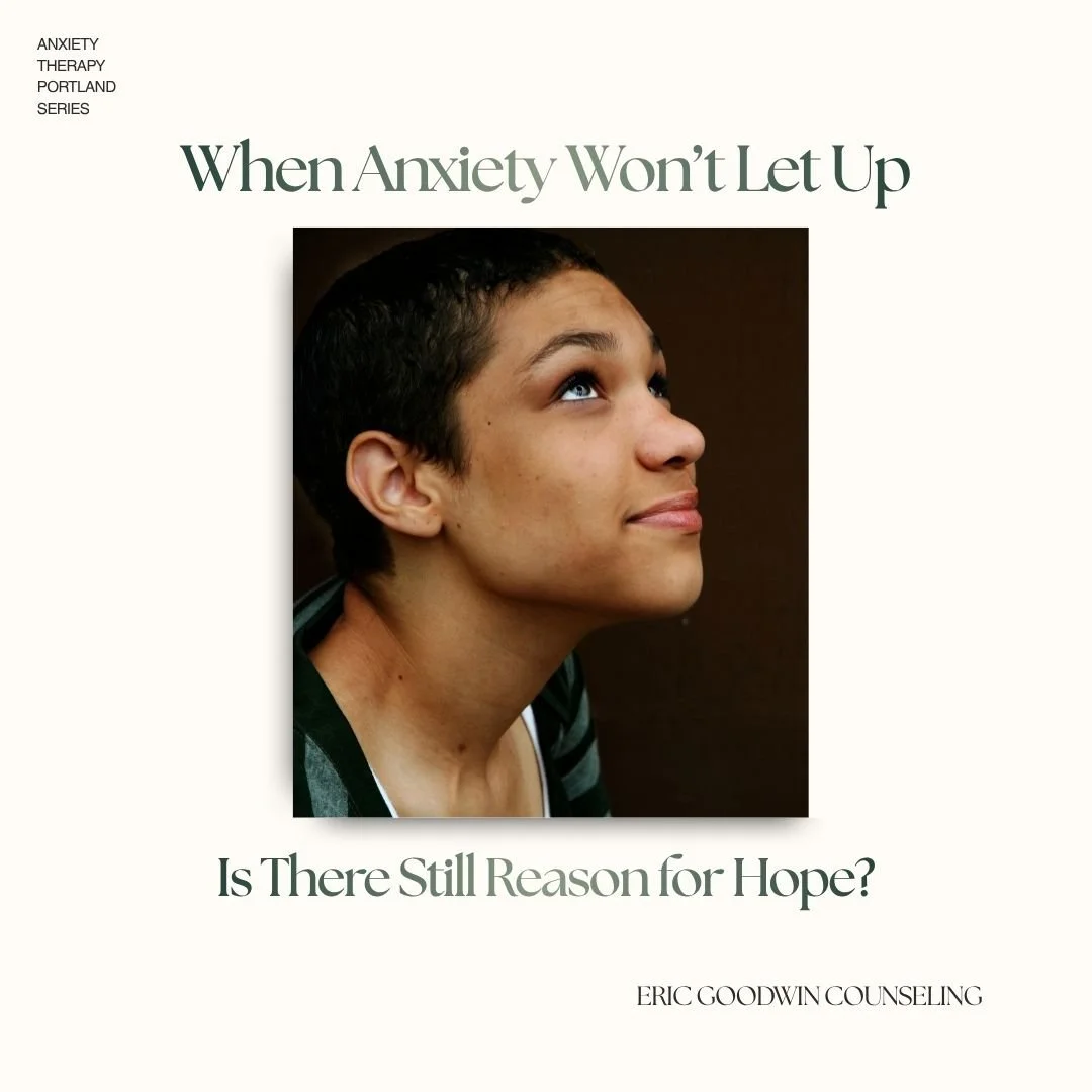 Person gazing upward with a calm expression, symbolizing hope and healing through anxiety therapy in Portland.