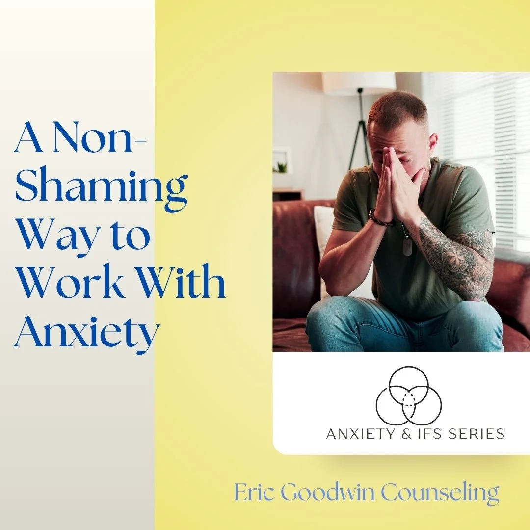 A person sits with their head in their hands, illustrating anxiety for Eric Goodwin, LPC’s article on anxiety therapy in Portland and IFS therapy