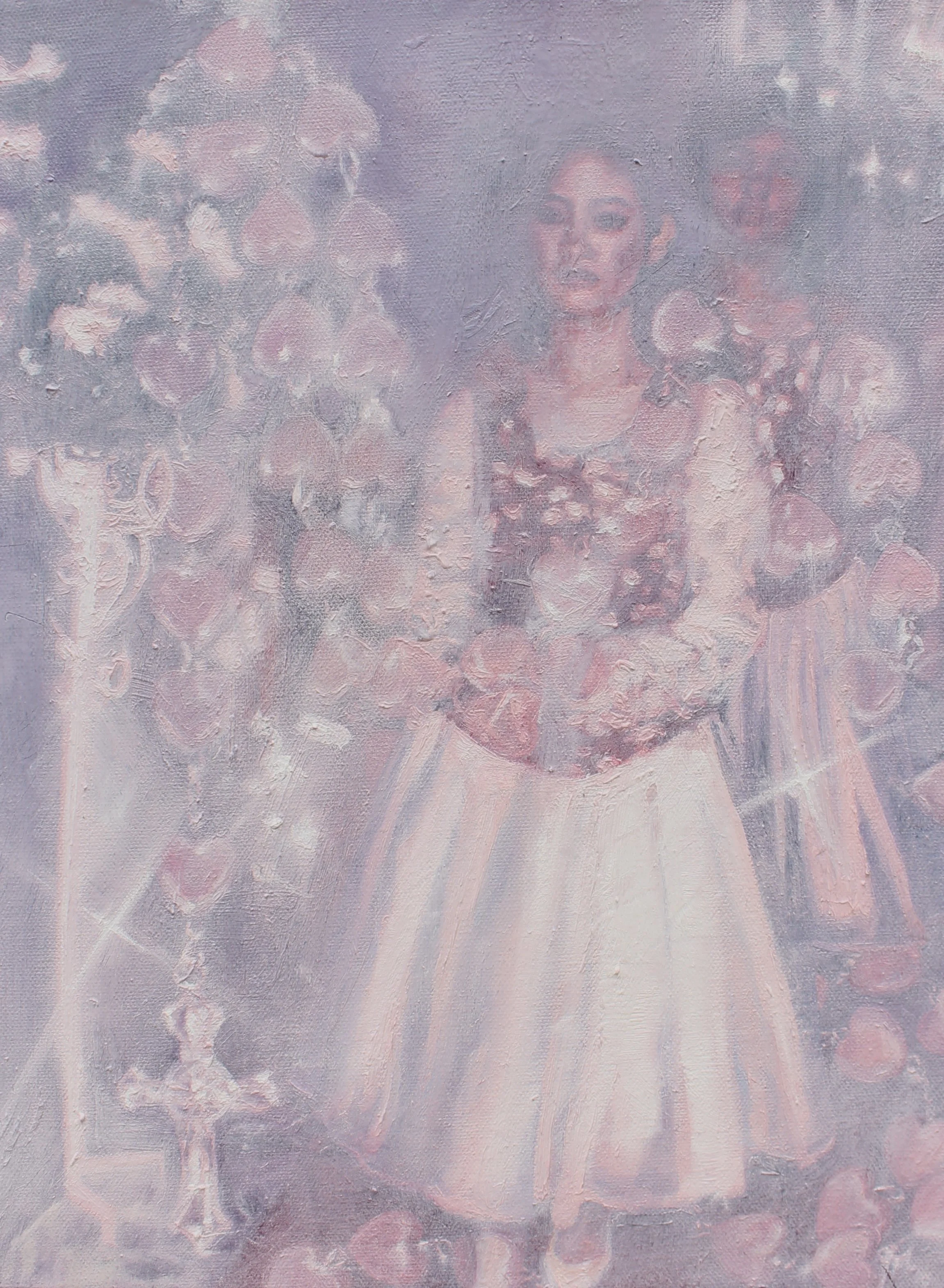 Mom (Rosary), 16" x 12", Oil on canvas, 2024 (Sold)