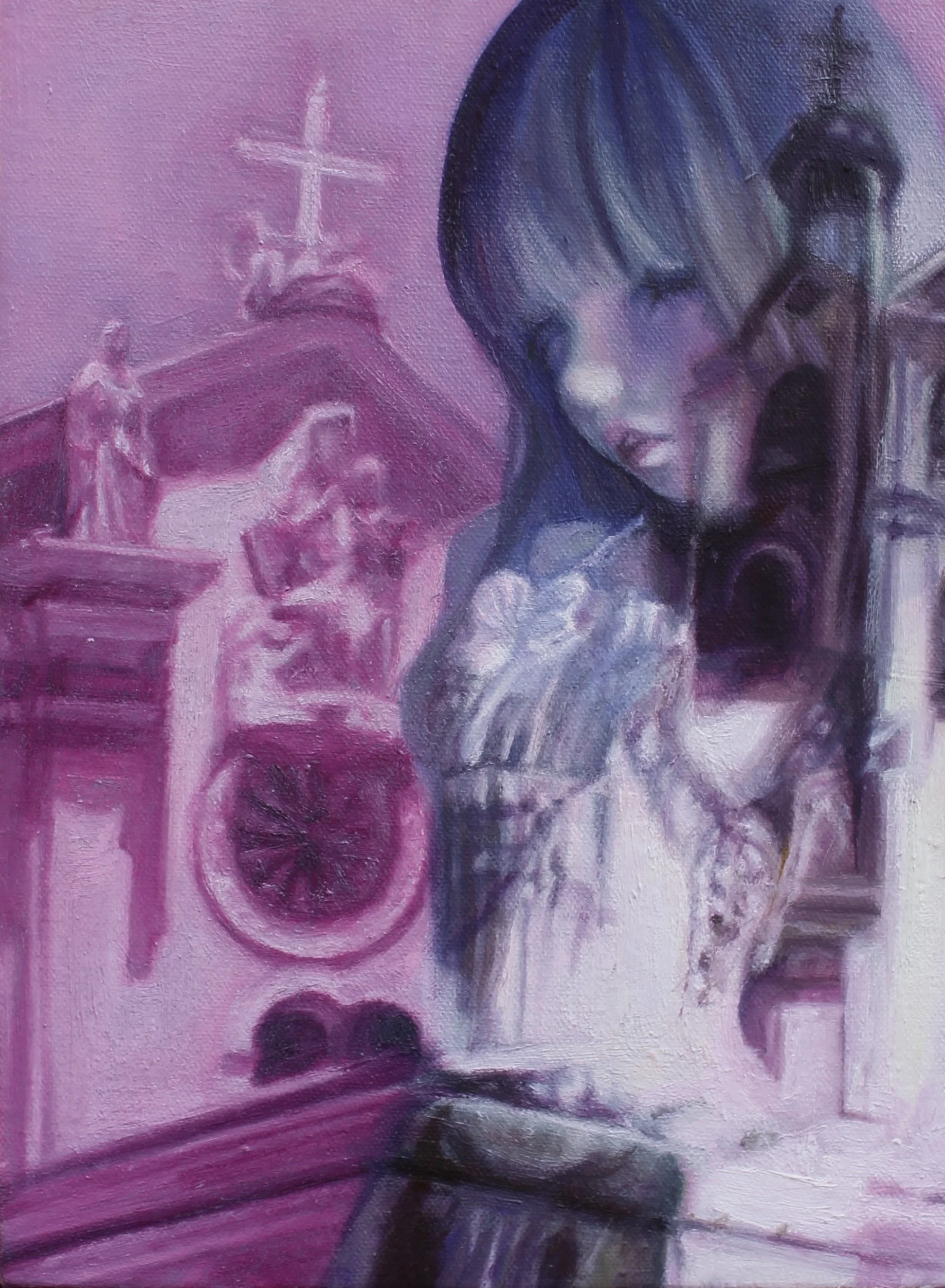 Bringing My Dolls to Heaven With Me, 12" x 9", Oil on canvas, 2025