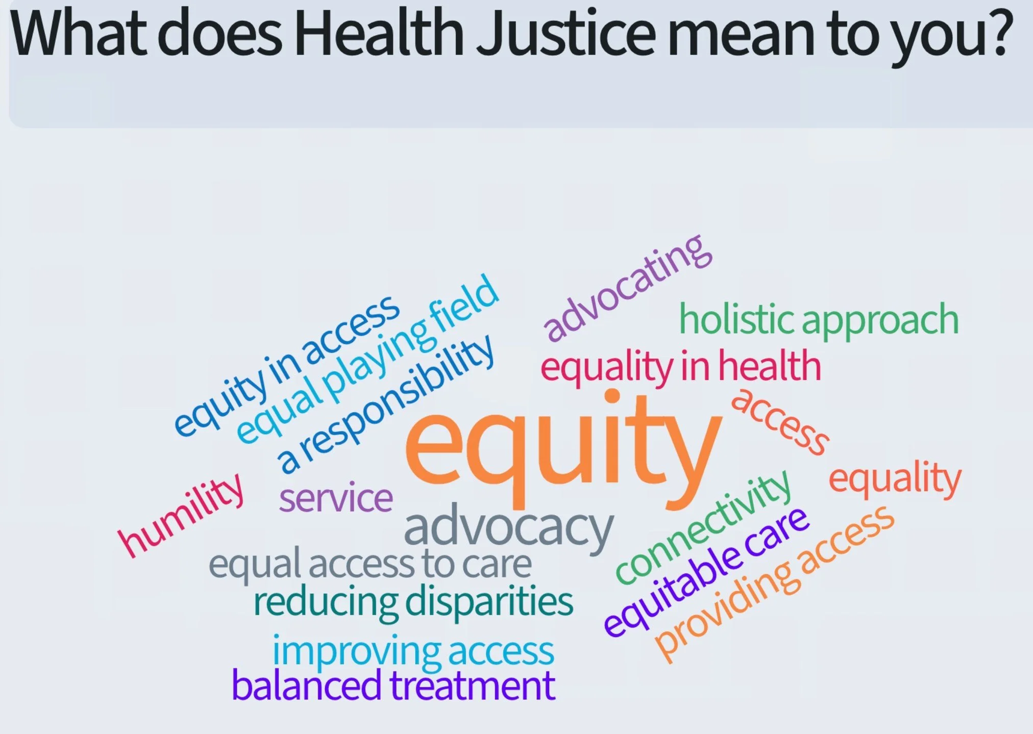 This is what some of you have said about what health justice means to you! What would you add?