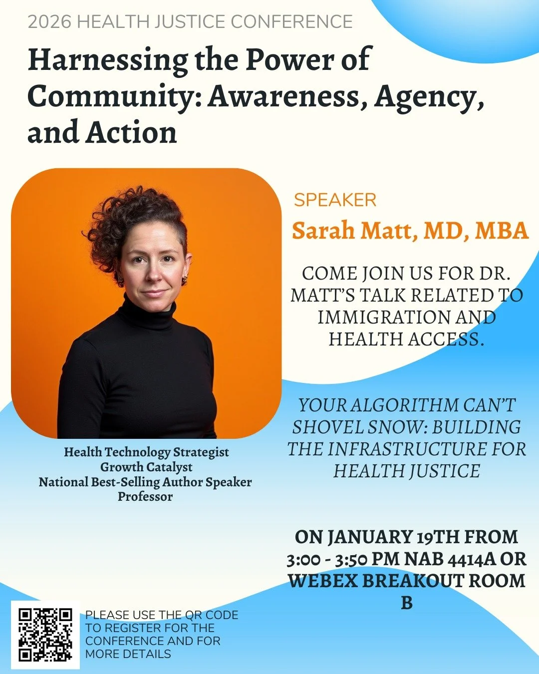 Don't miss Dr. Matt's talk titled, "Your Algorithm Can't Shovel Snow: Building the Infrastructure for Health Justice."

Monday at 3 PM in NAB 4414A or Webex Breakout Room B!