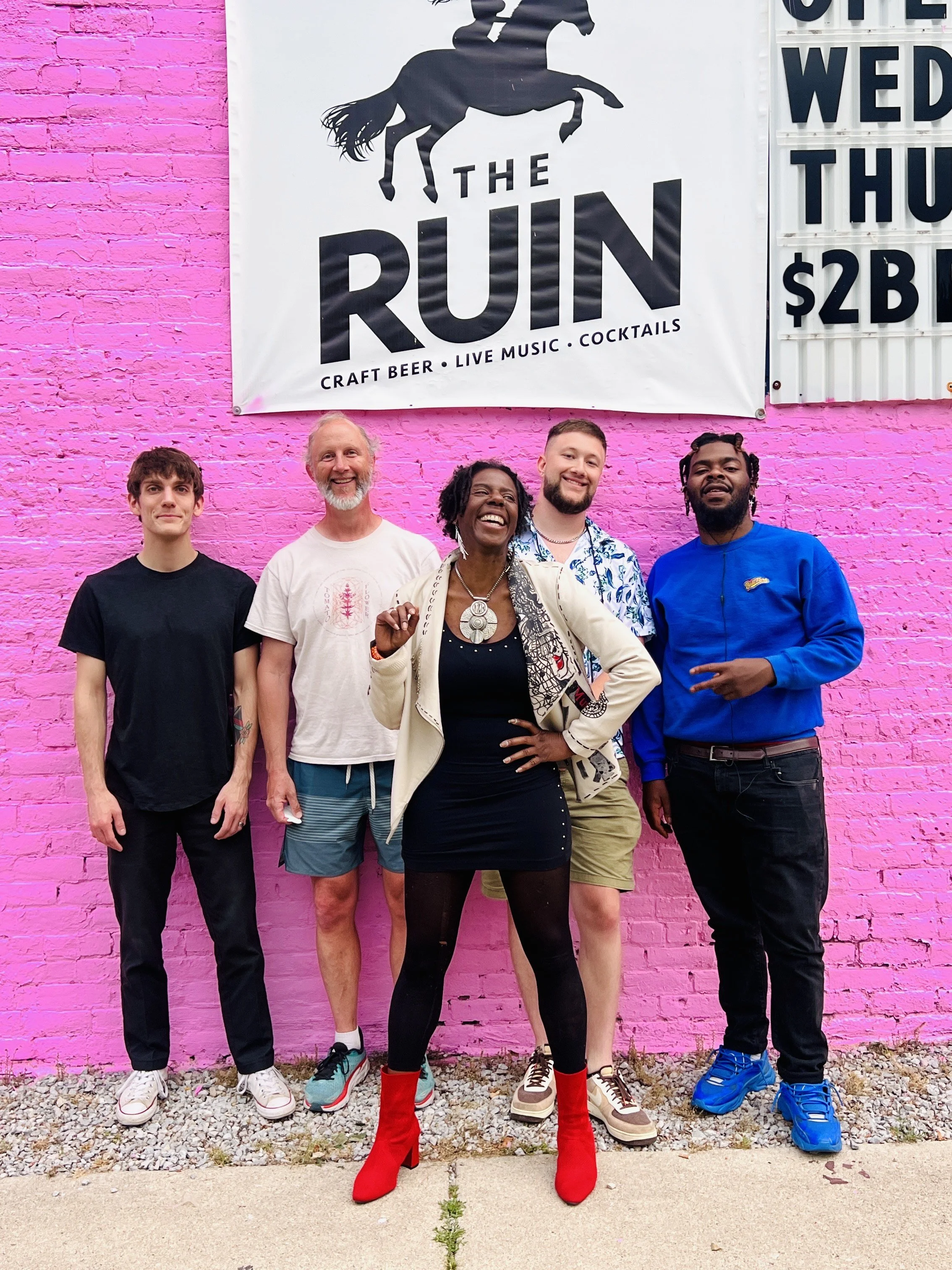 rebel noire and the accomplices. The Ruin. from l-r: Devin Vargo, Jason Brewer, rebel noire, Devin Brewer and Colby Becton.