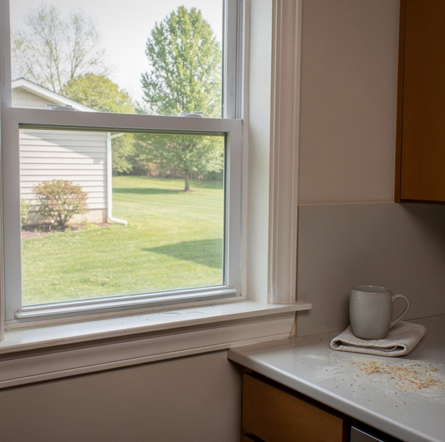 single pane window radiating cold winter draft