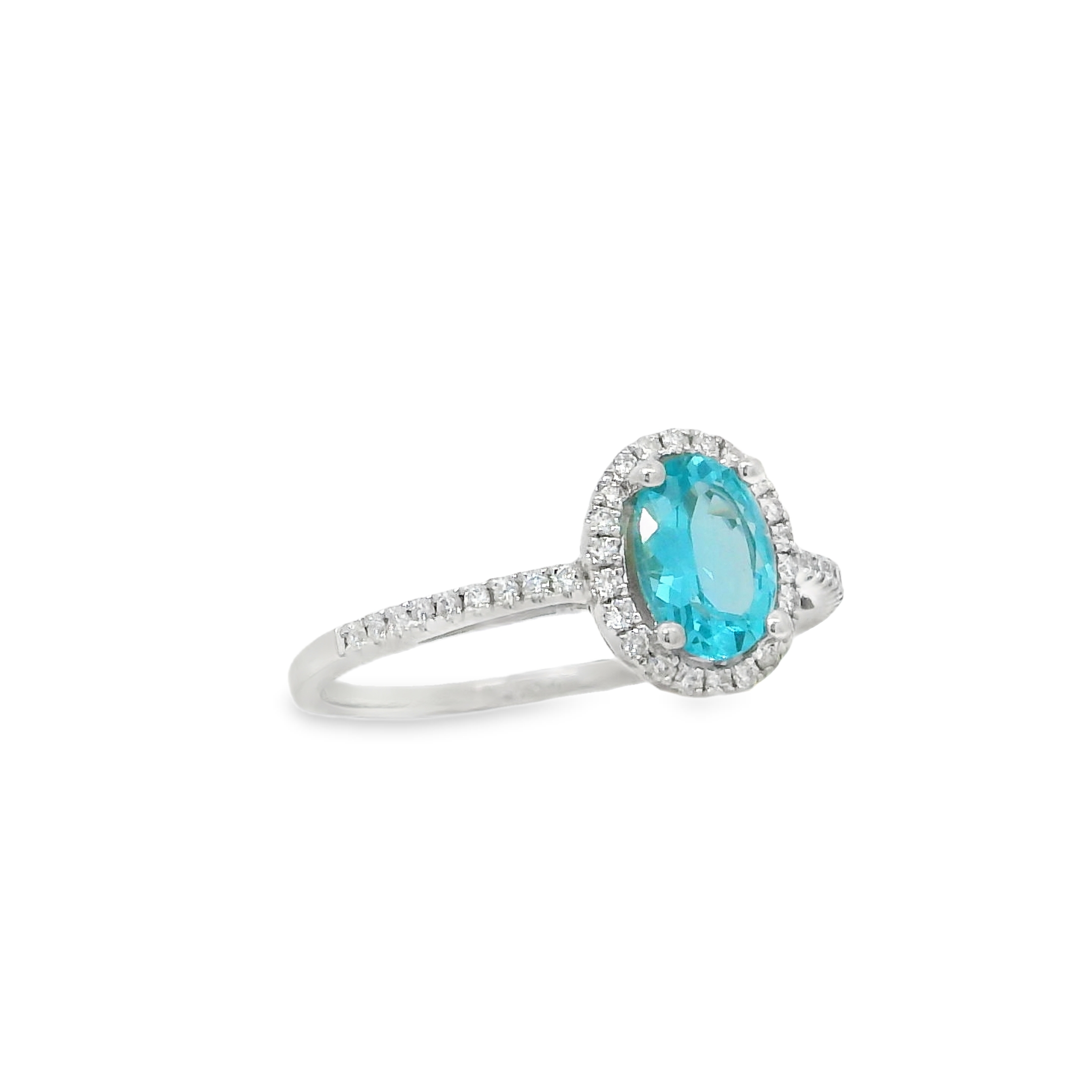 14K White Gold - Oval Cut - Paraiba Apatite Ring