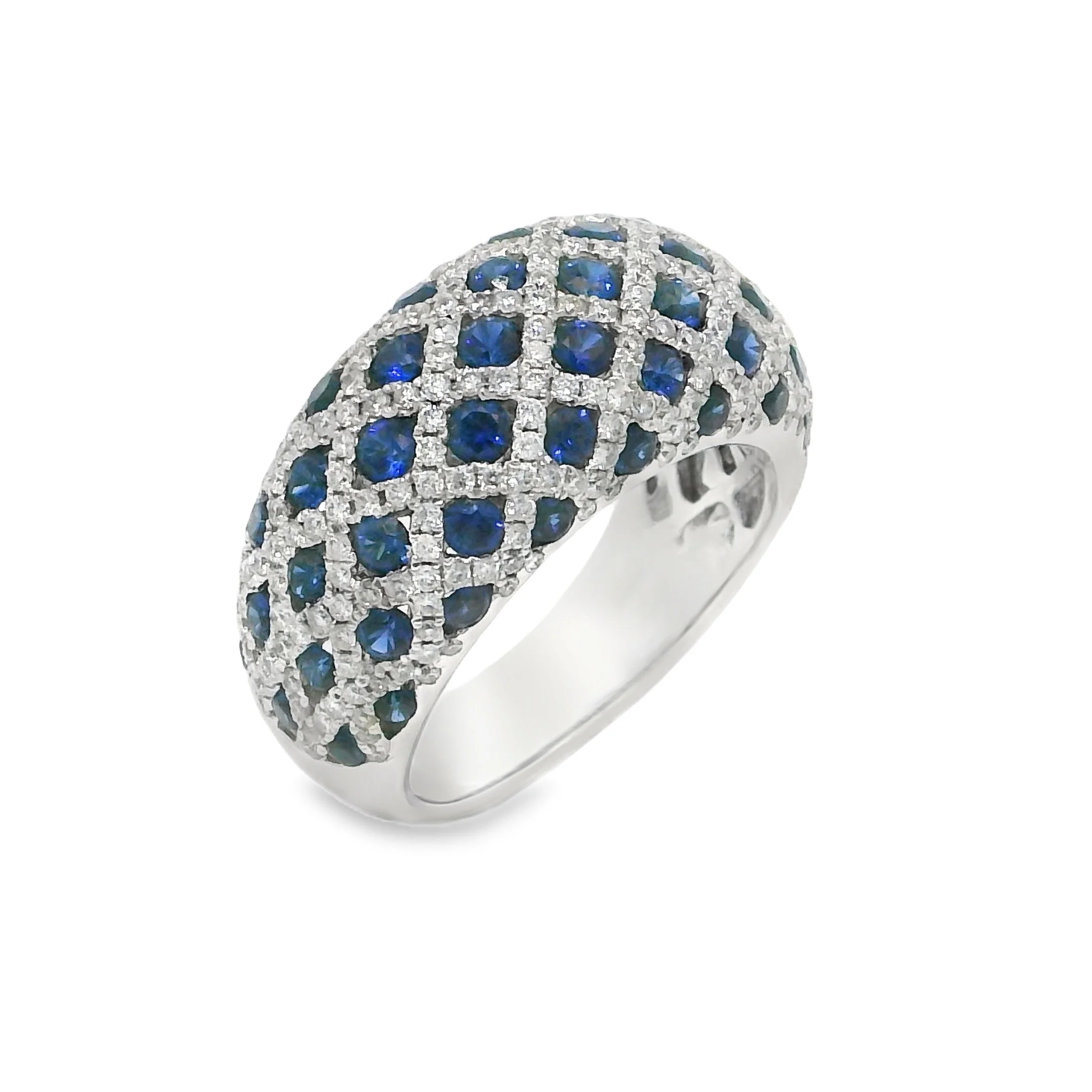 18K White Gold - Round Cut - Blue Sapphire Ring