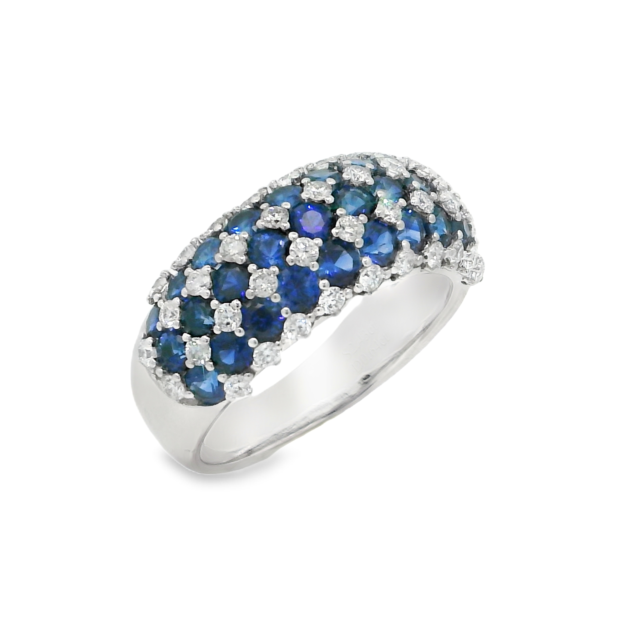 14K White Gold - Round Cut - Blue Sapphire Ring