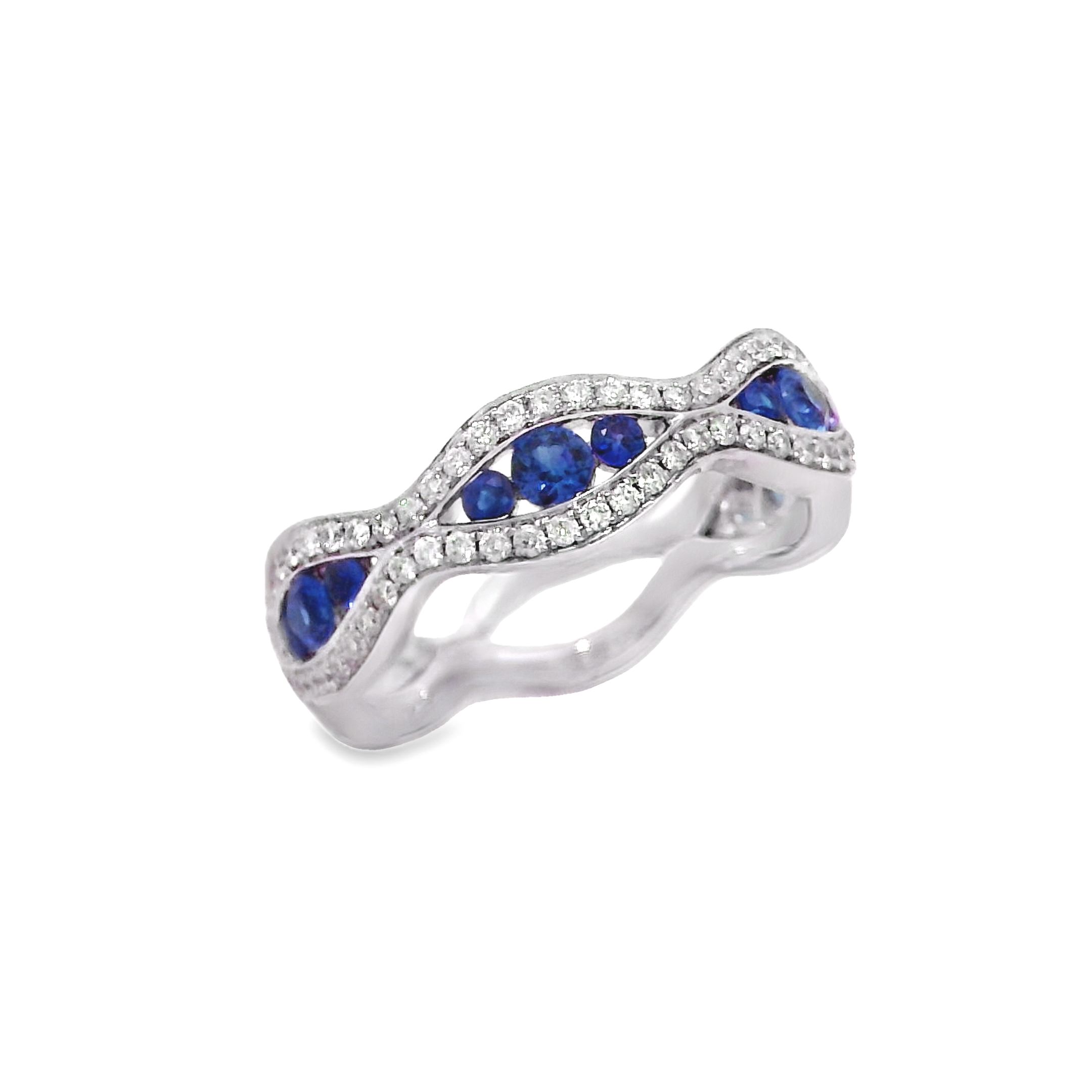14K White Gold - Round Cut - Sapphire Ring