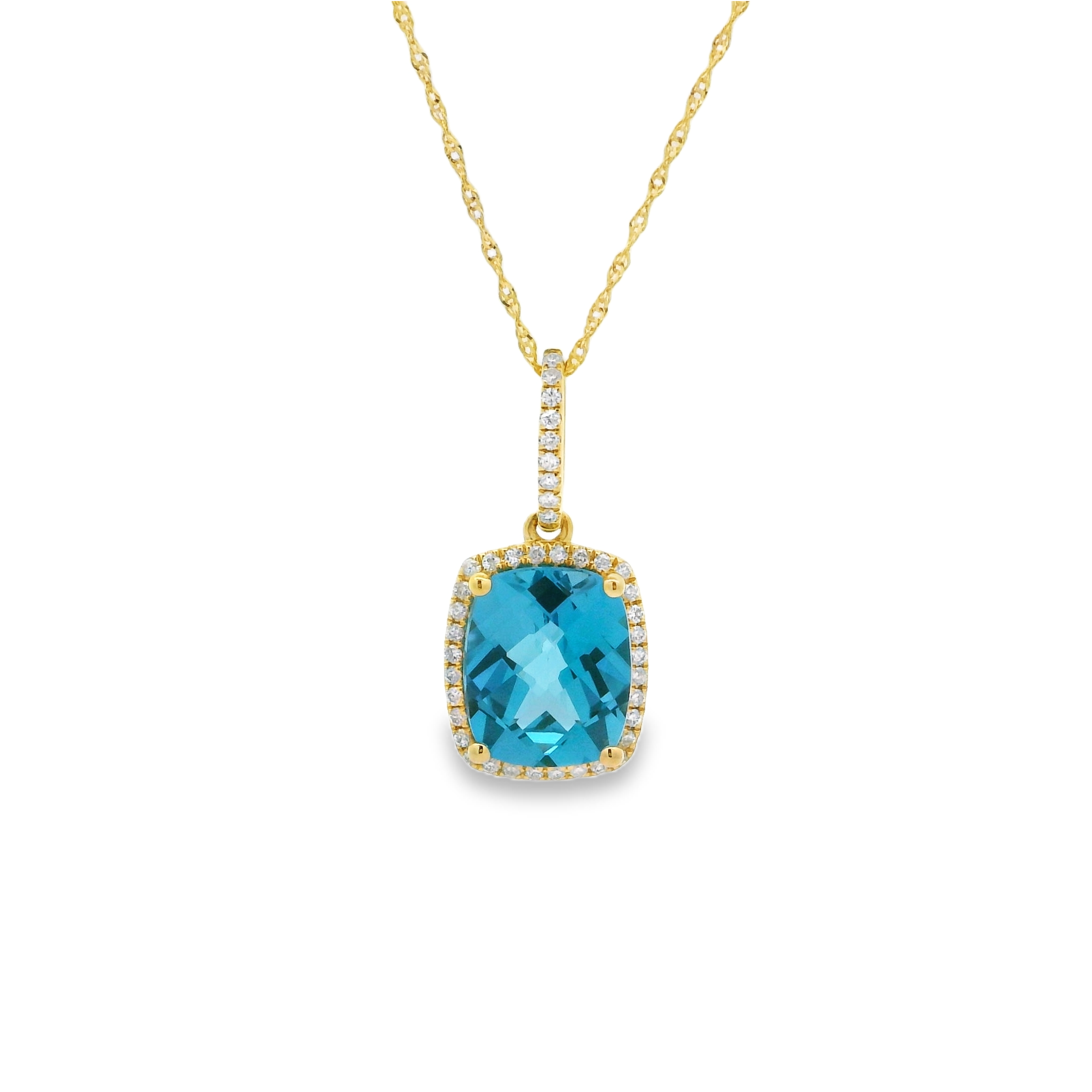 14K Yellow Gold - Cushion Cut - Topaz Necklace