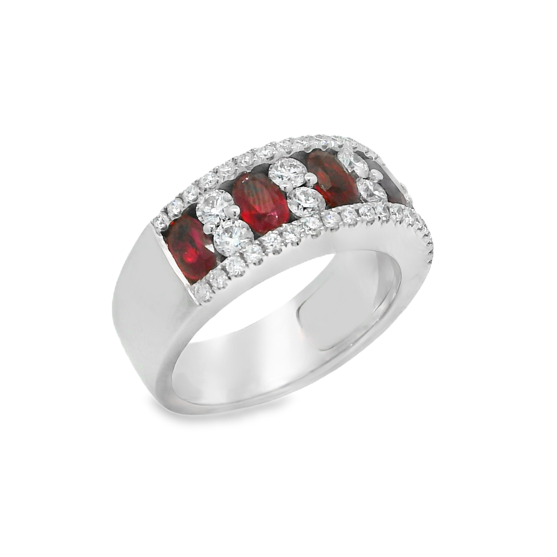 14K White Gold - Round Cut - Ruby Ring