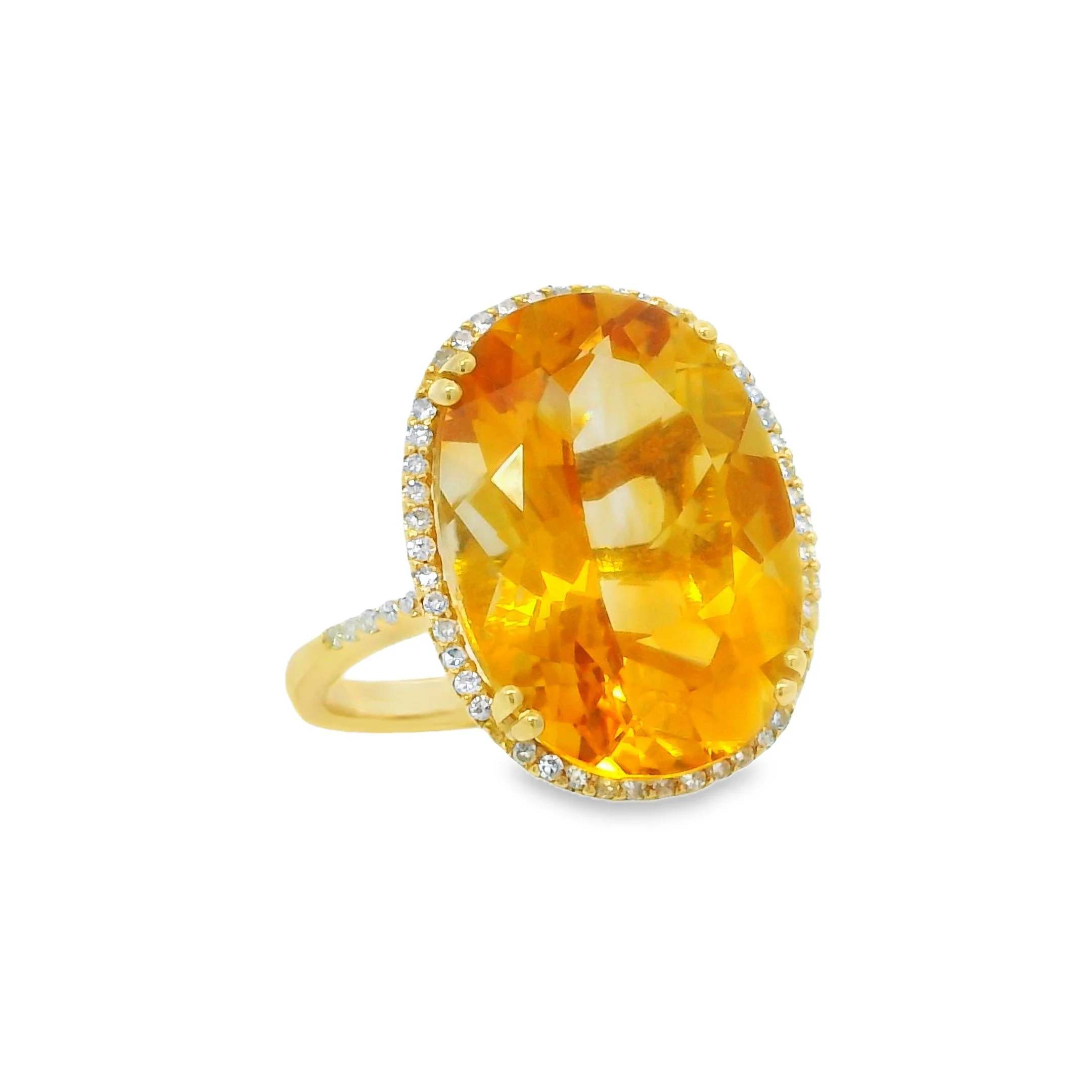 14K Yellow Gold - Oval Cut - Citrine Ring