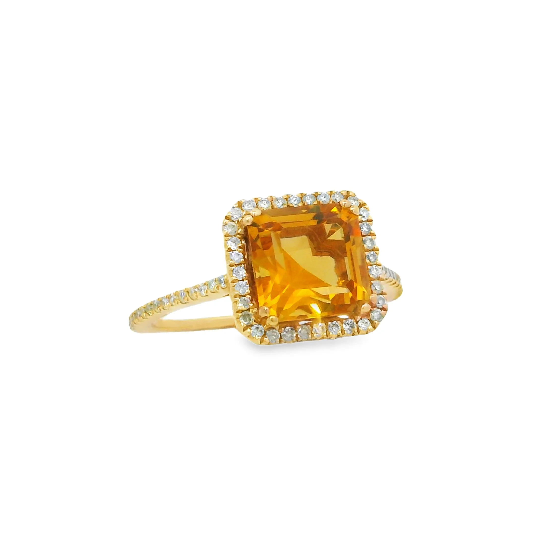 14K Yellow Gold - Cushion Cut - Citrine Ring