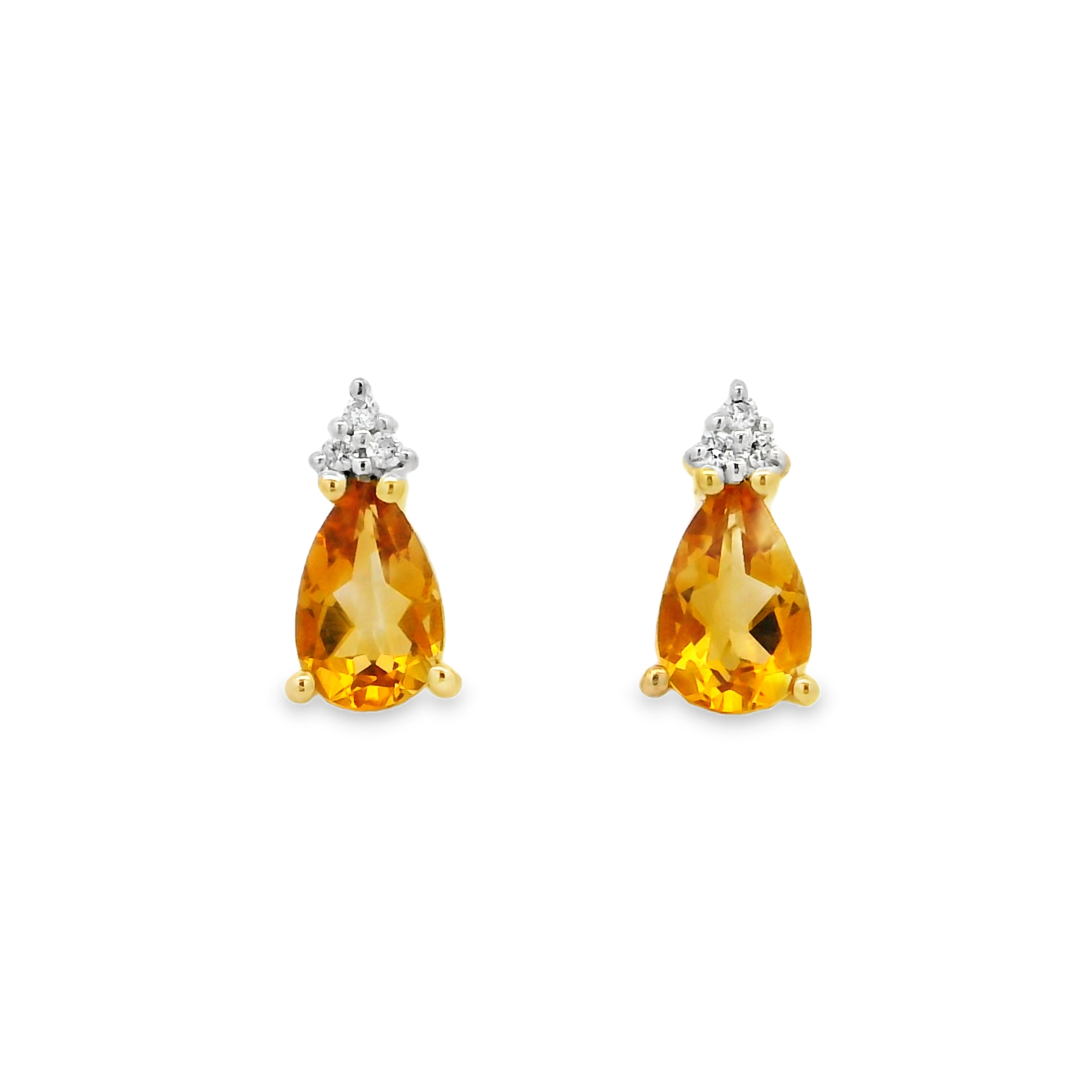 14K Yellow Gold - Pear Cut - Citrine Earrings