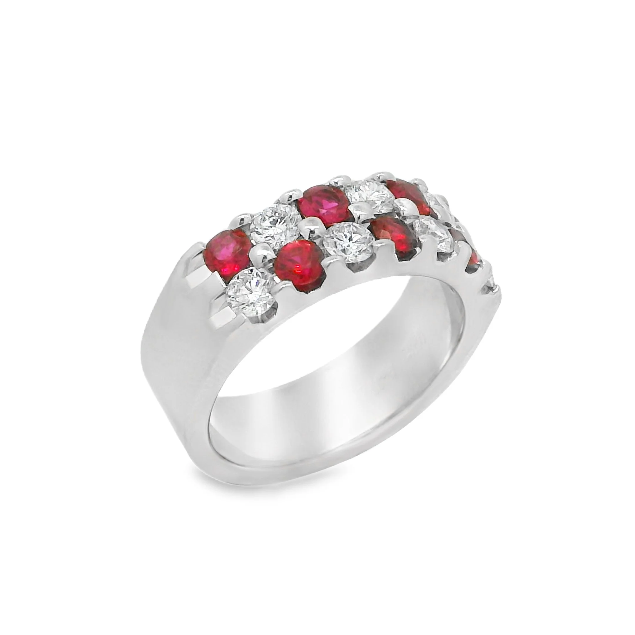 14K White Gold - Round Cut - Ruby Ring