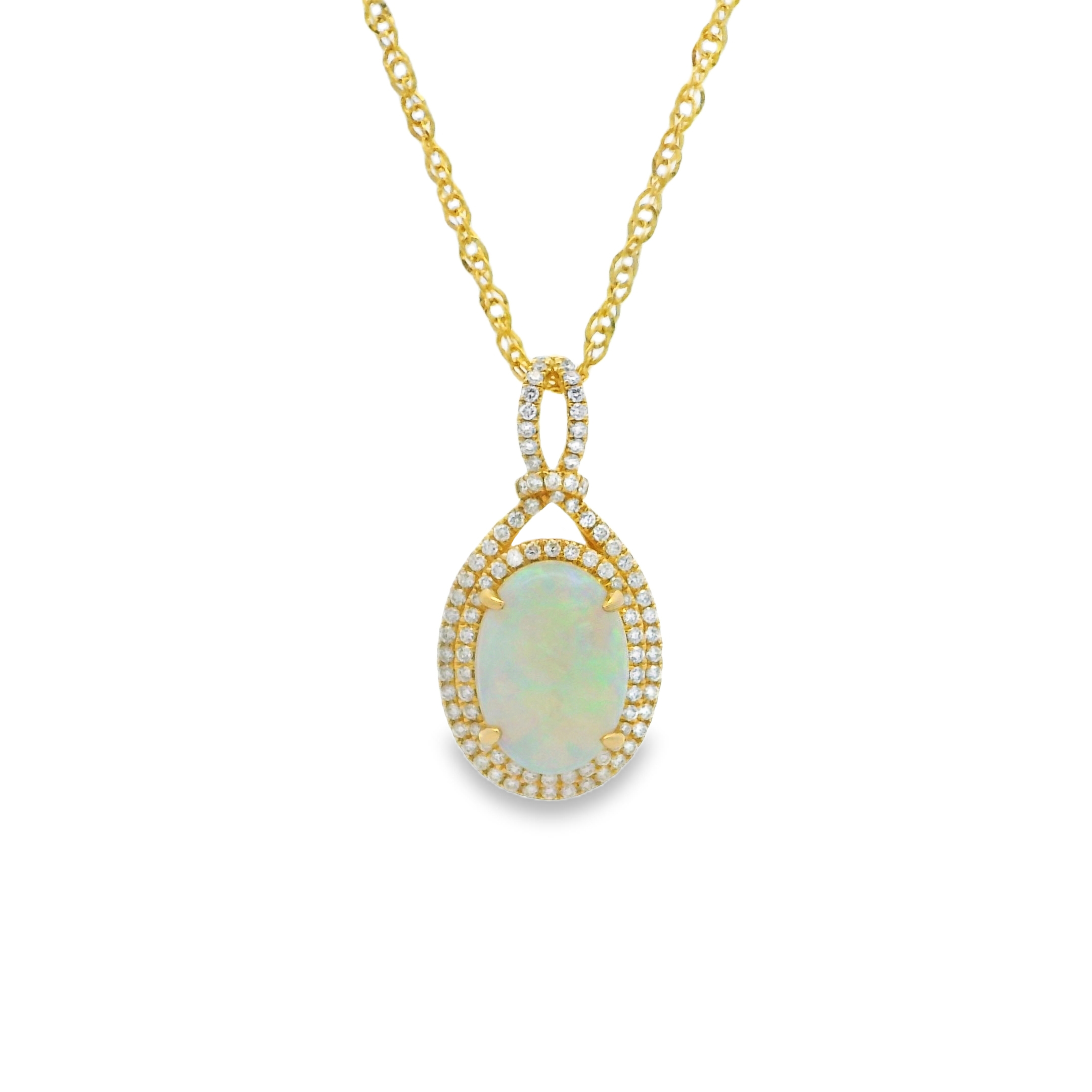14K Yellow Gold - Oval Cut - Opal Necklace