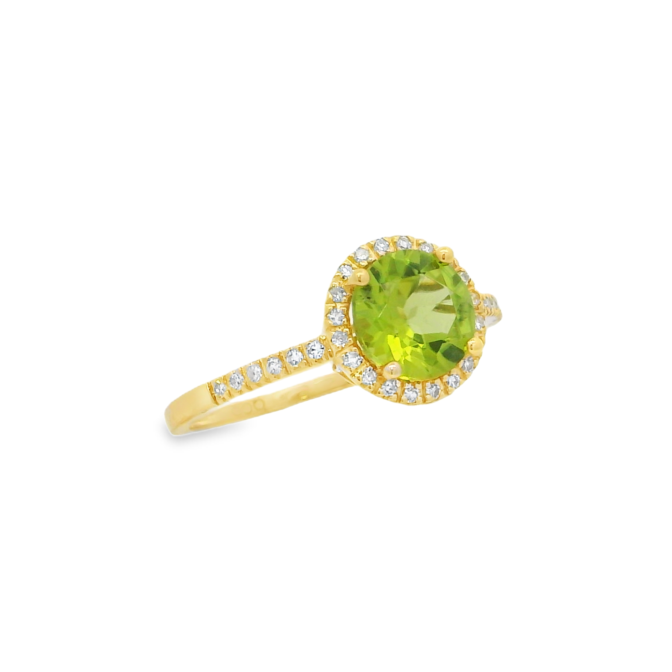 14K Yellow Gold - Round Cut - Peridot Ring