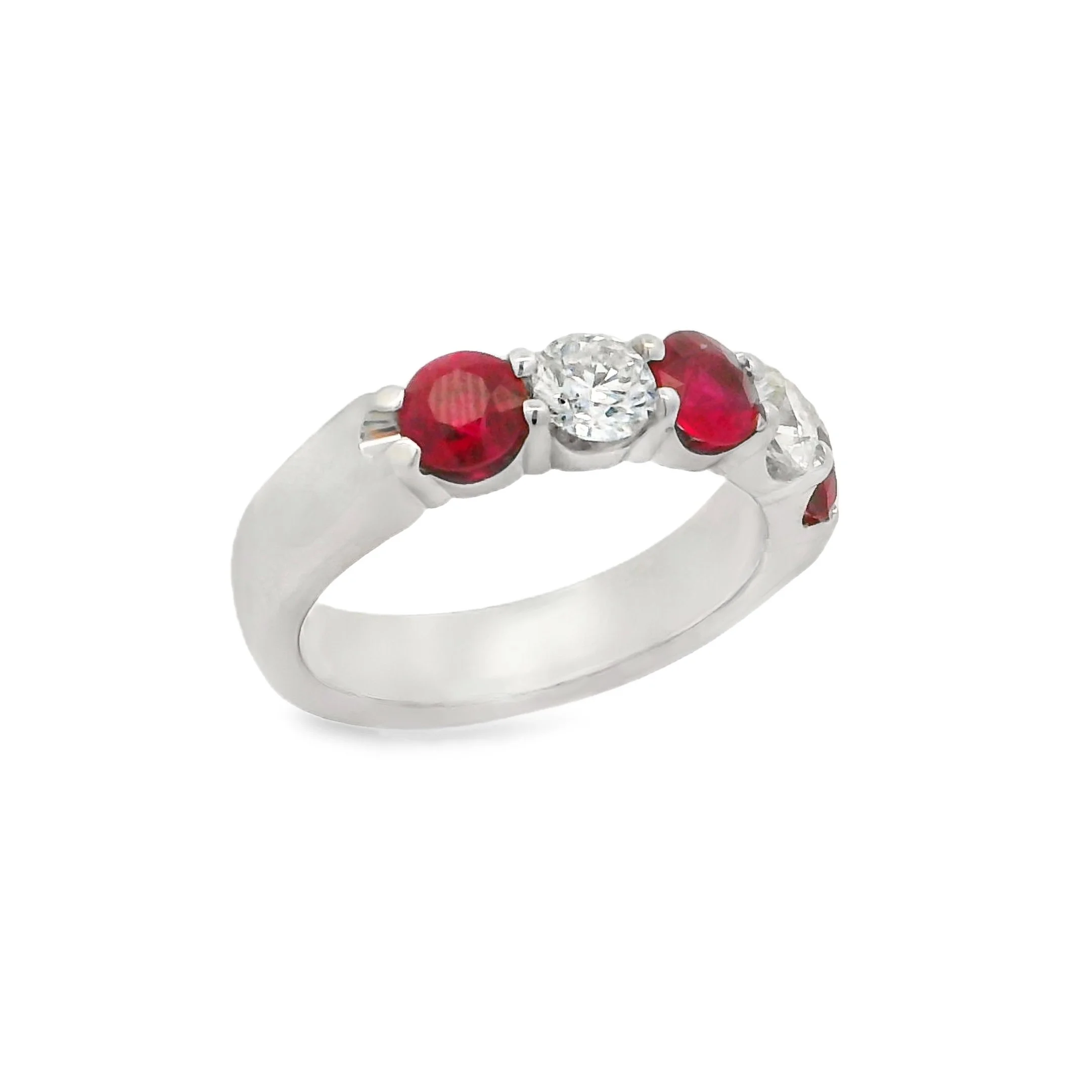 14K White Gold - Round Cut - Ruby Ring