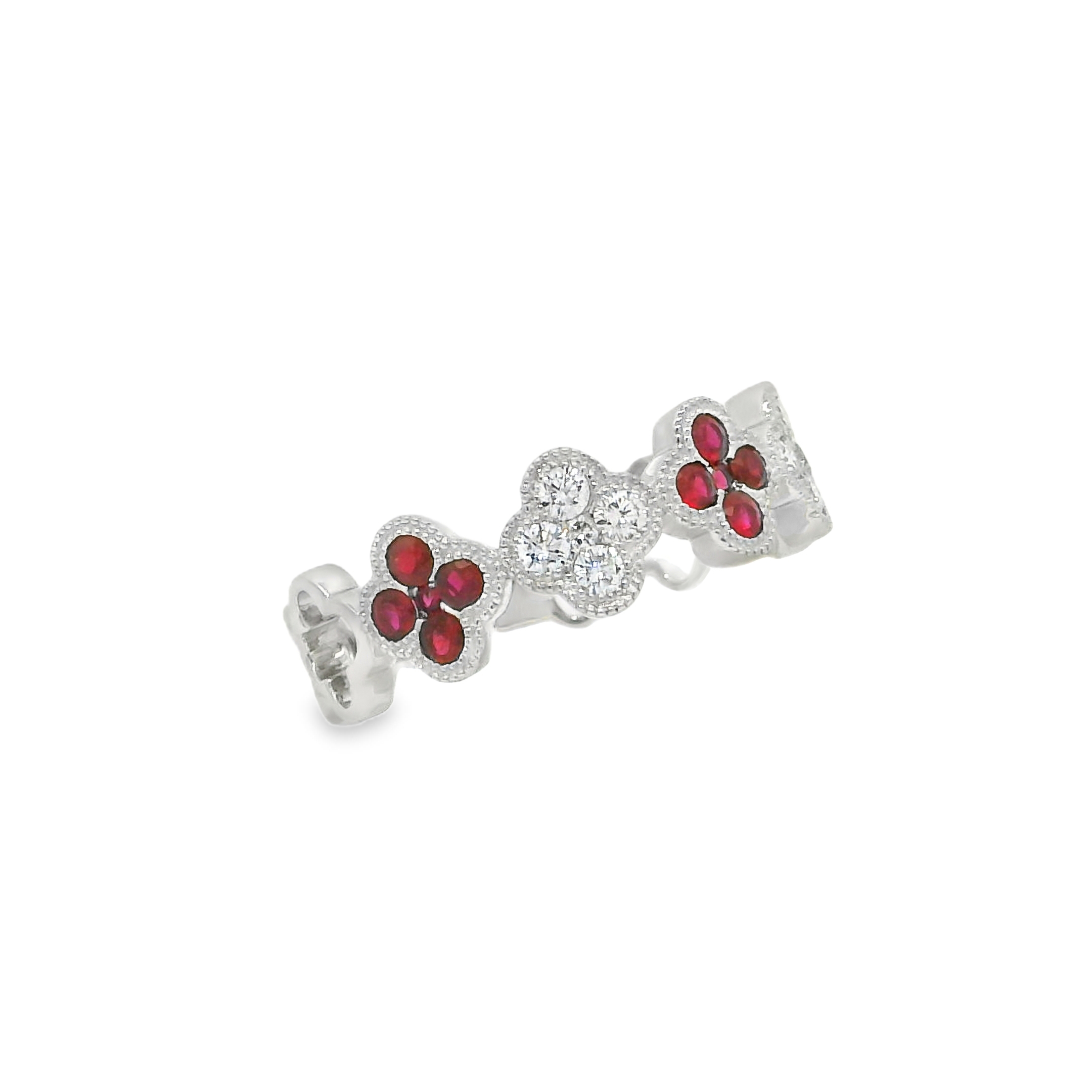 14K White Gold - Round Cut - Ruby Ring