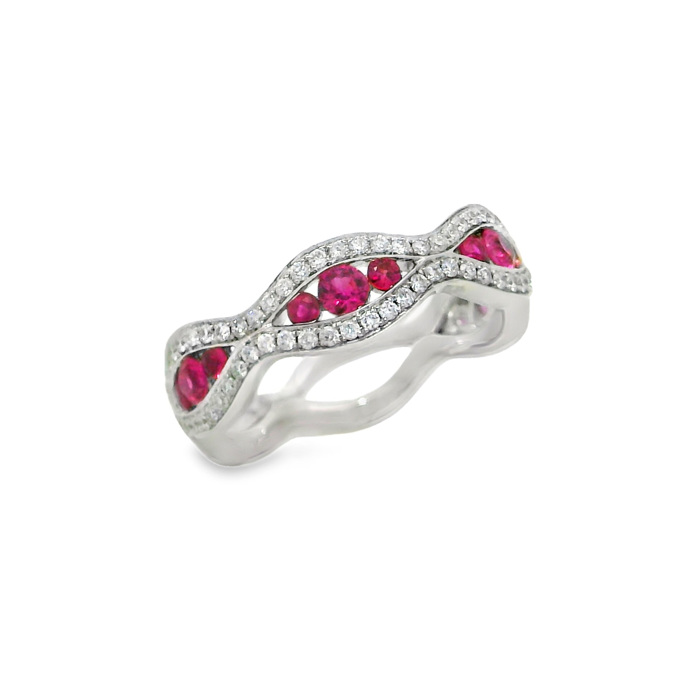 14K White Gold - Round Cut - Ruby Ring