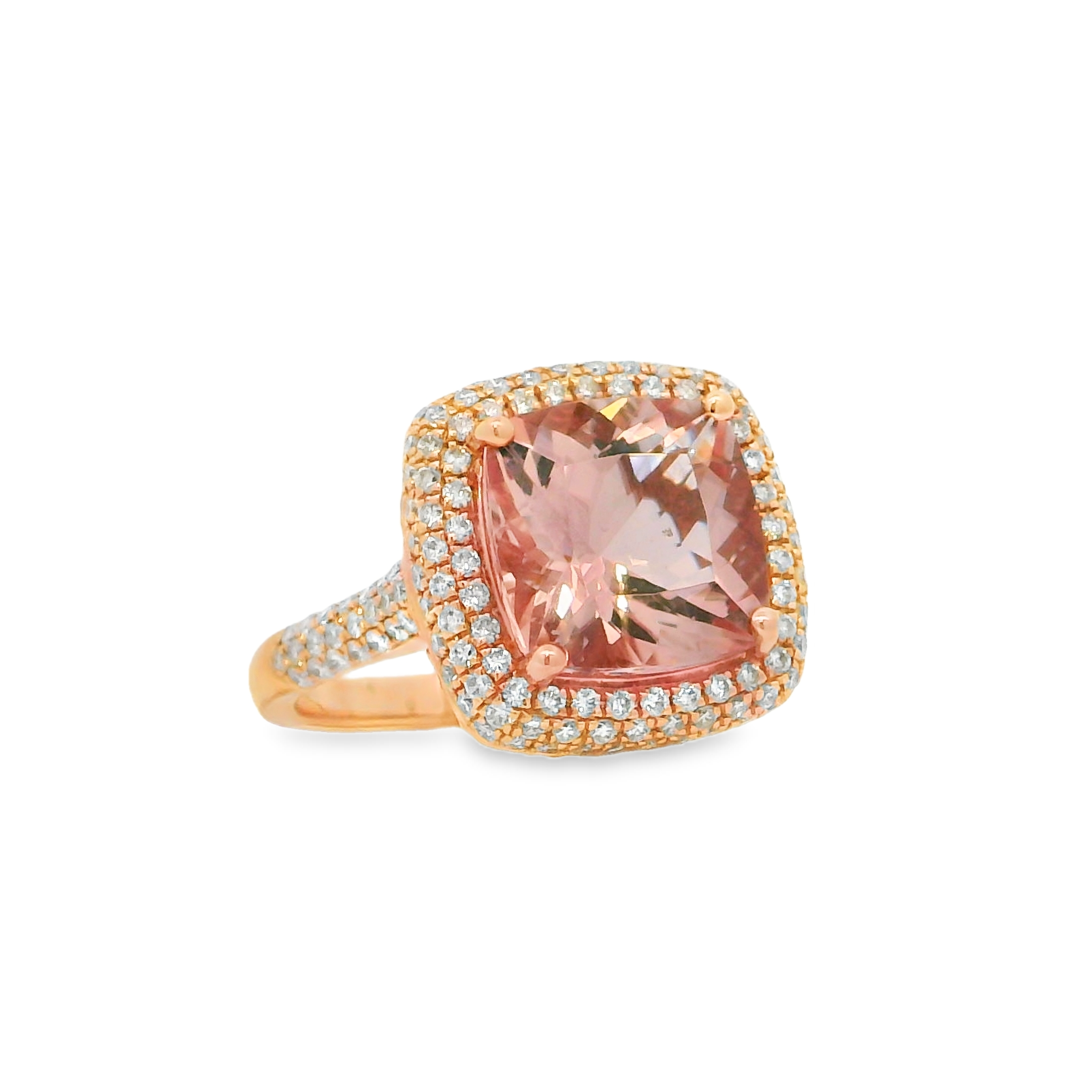 14K Rose Gold - Cushion Cut - Morganite Ring