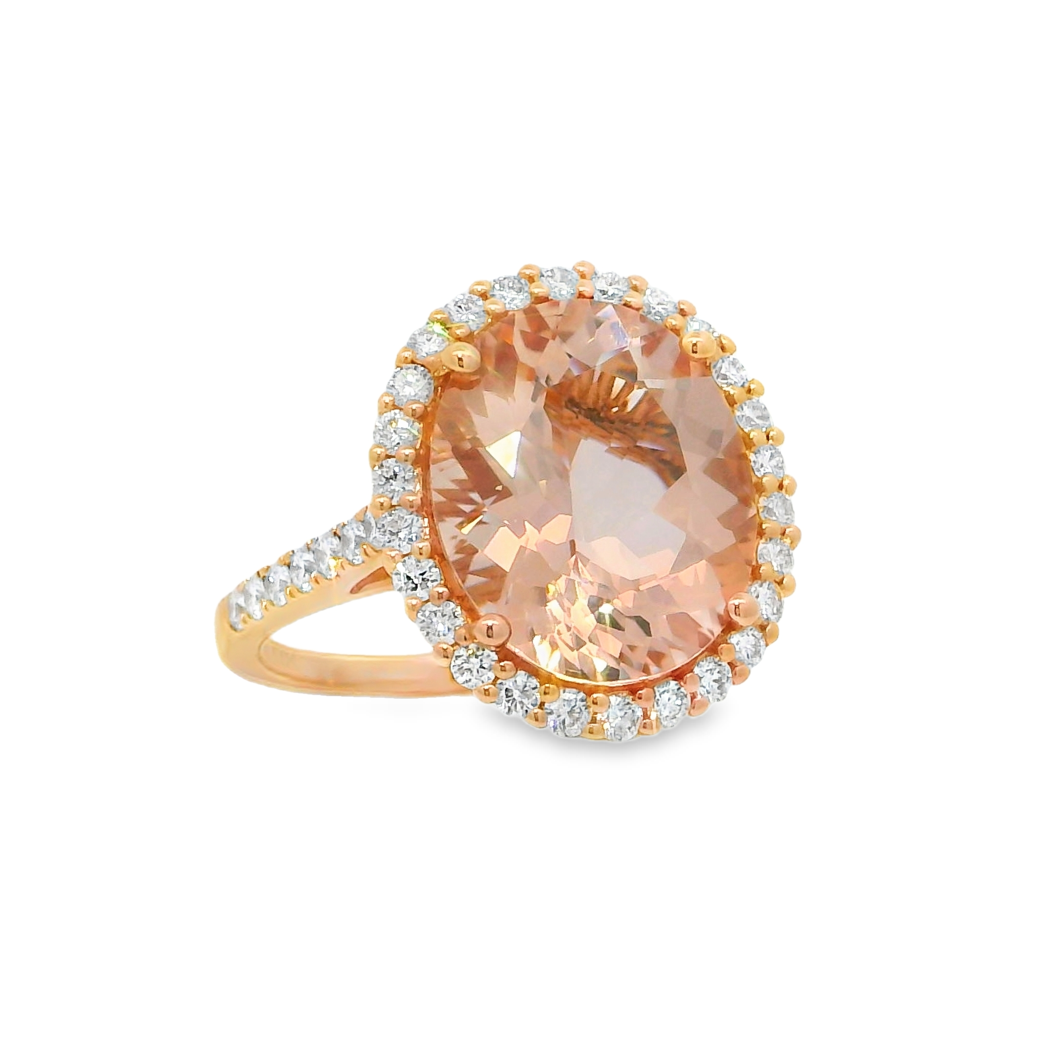 14K Rose Gold - Oval Cut - Morganite Ring