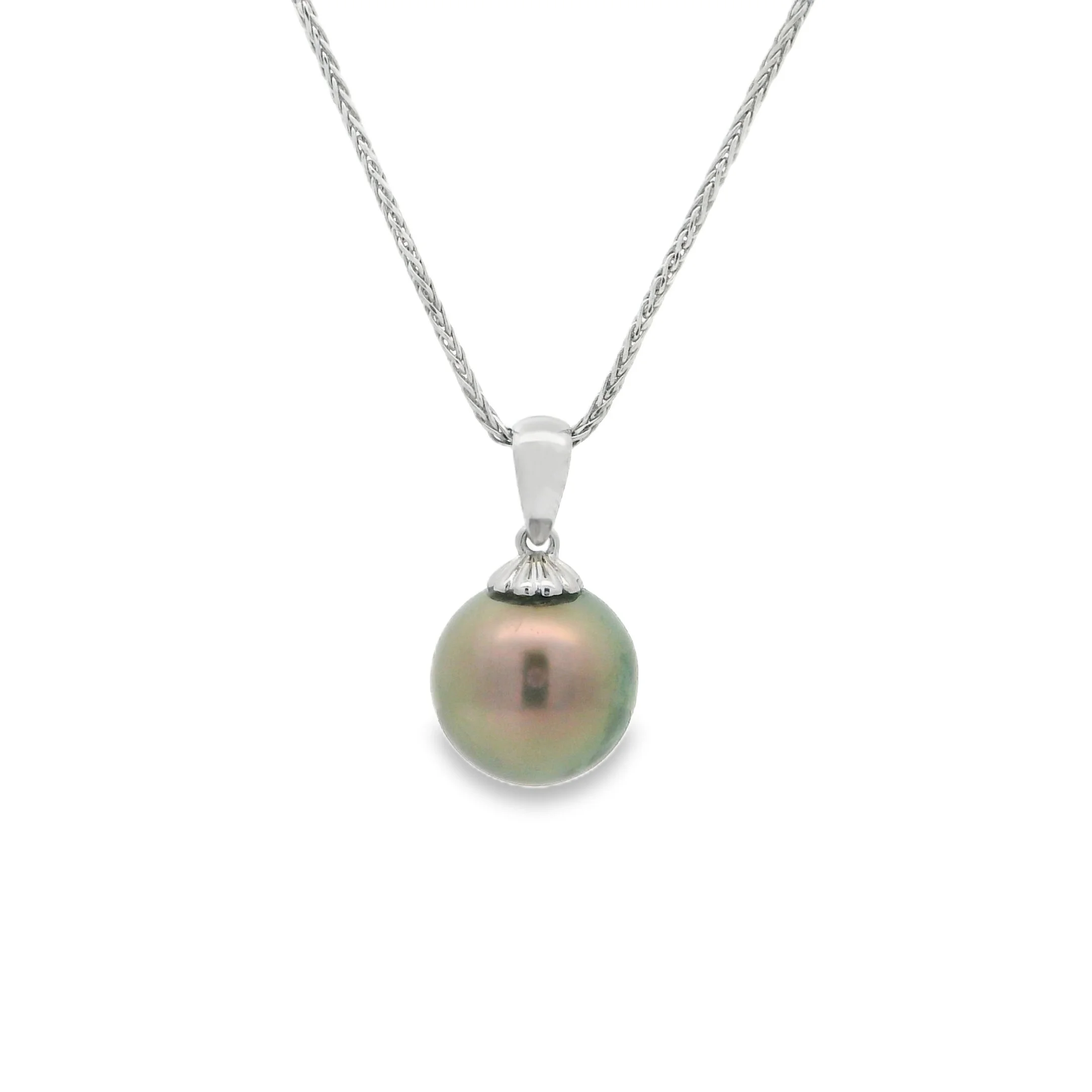 14K White Gold - 10.5MM - Tahitian Pearl Necklace