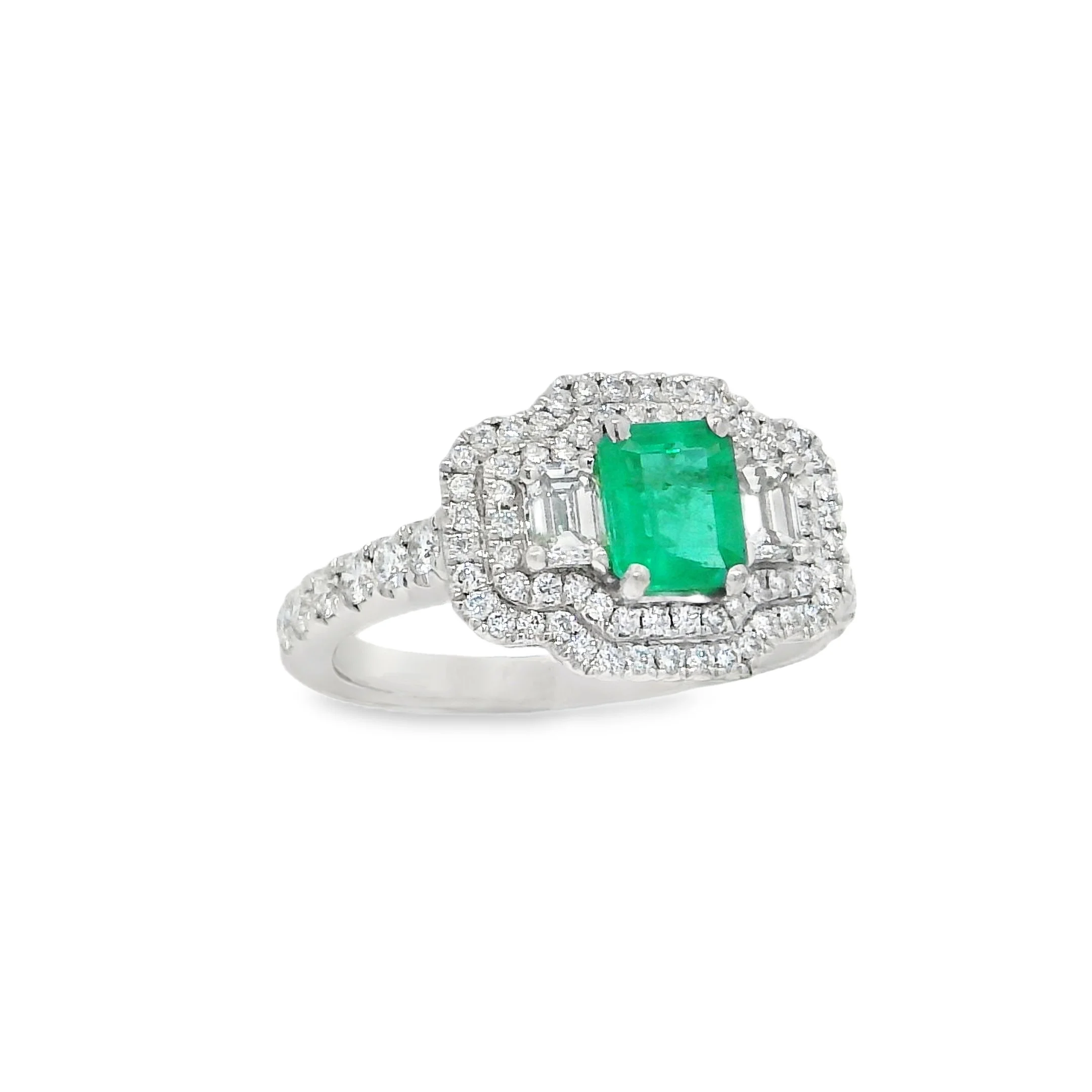 14K White Gold - Emerald Cut - Emerald Ring