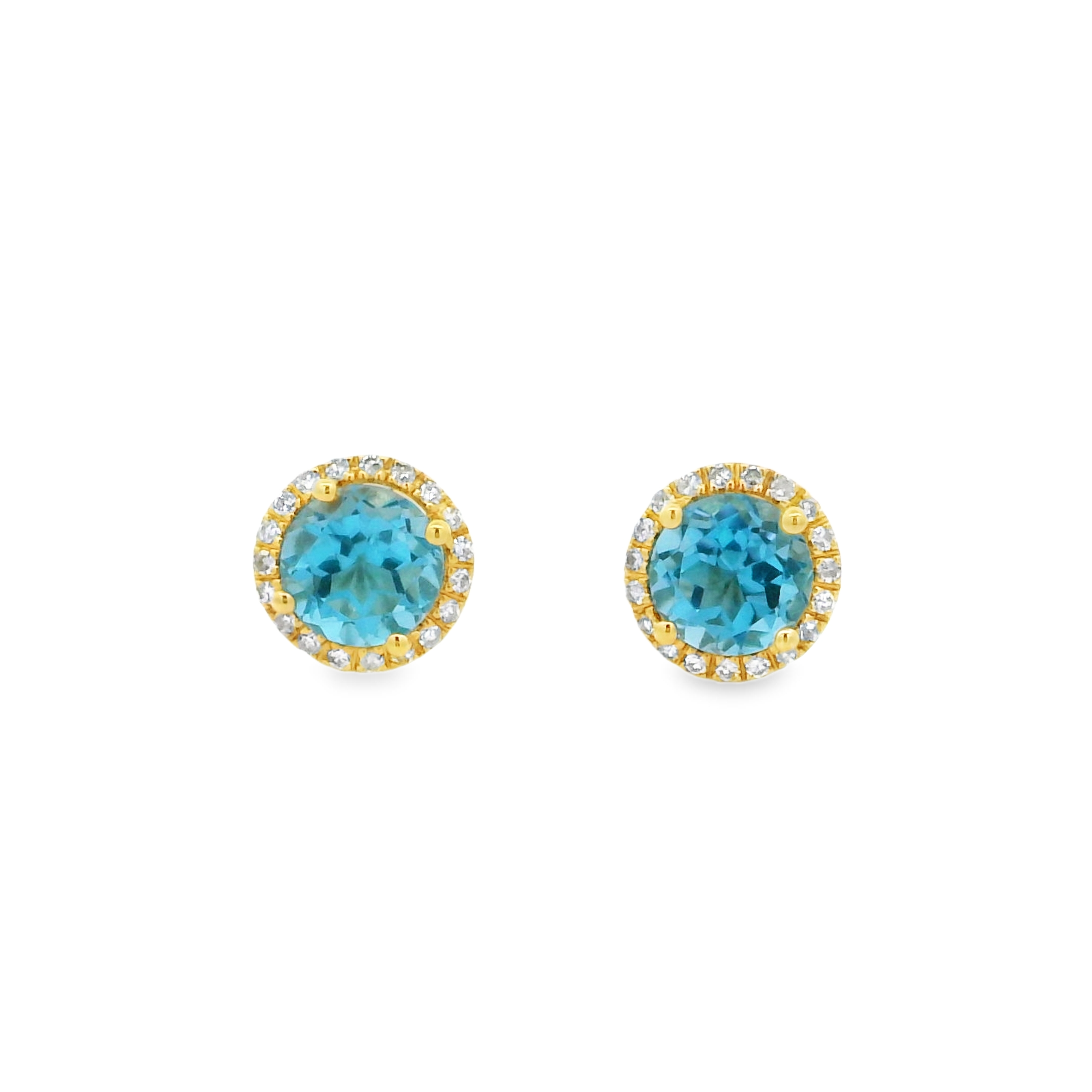 14K White Gold - Round Cut - Topaz Earrings