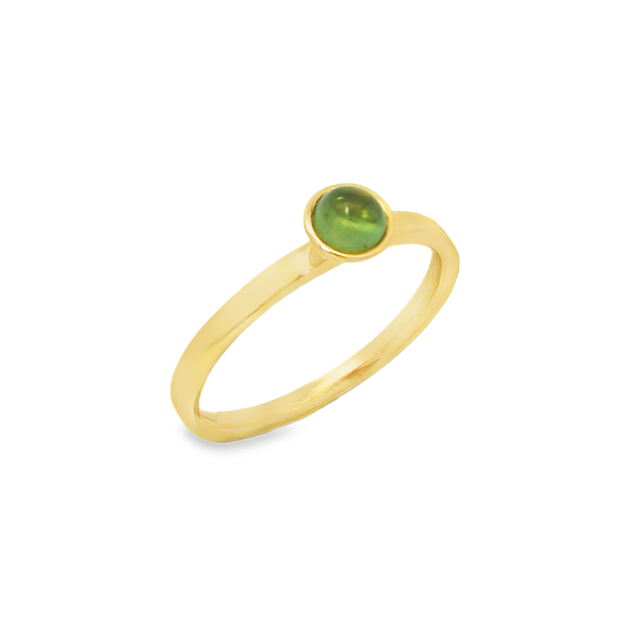 14K Yellow Gold - Round Cut - Green Sapphire Ring