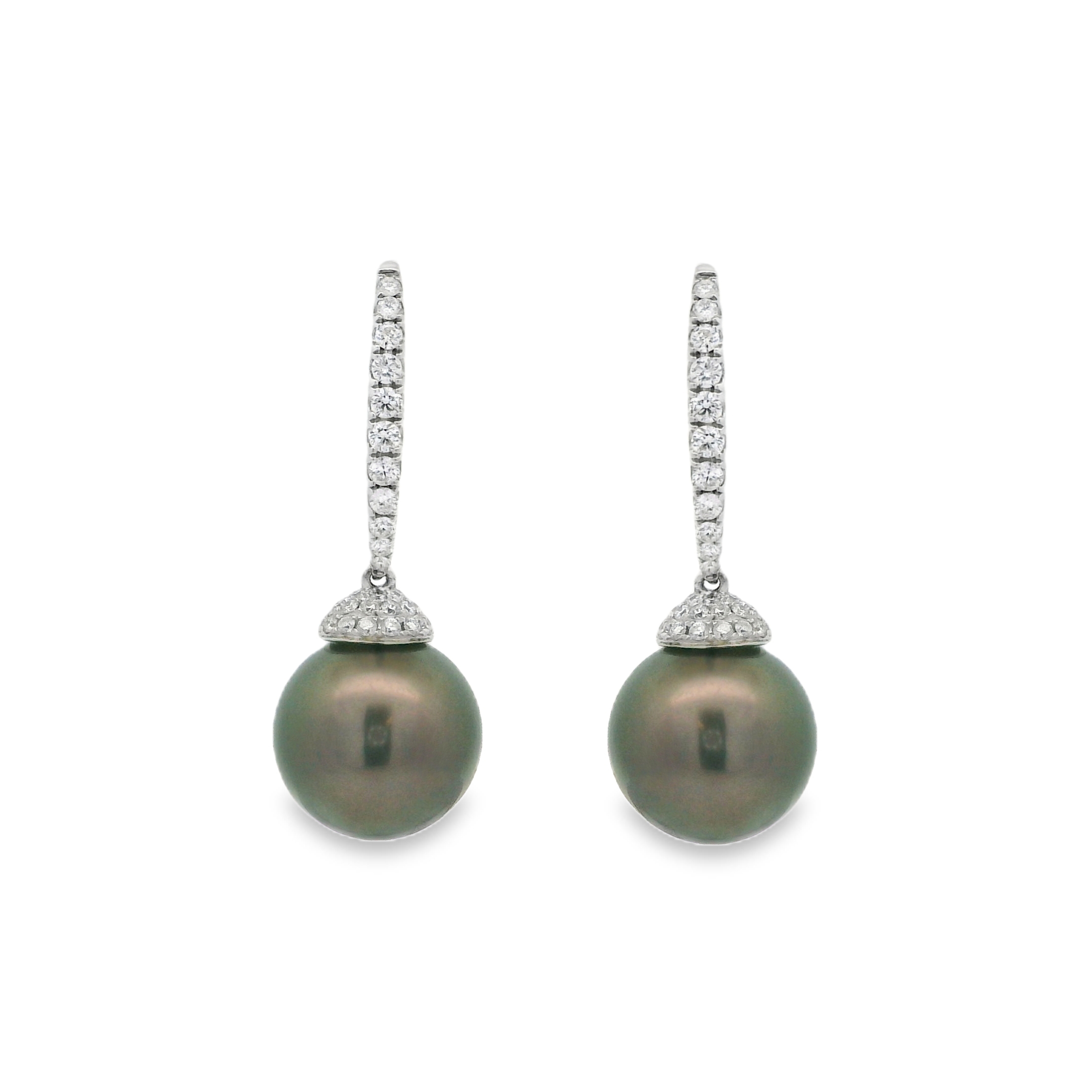 18K White Gold - 10MM - Tahitian Pearl Earring