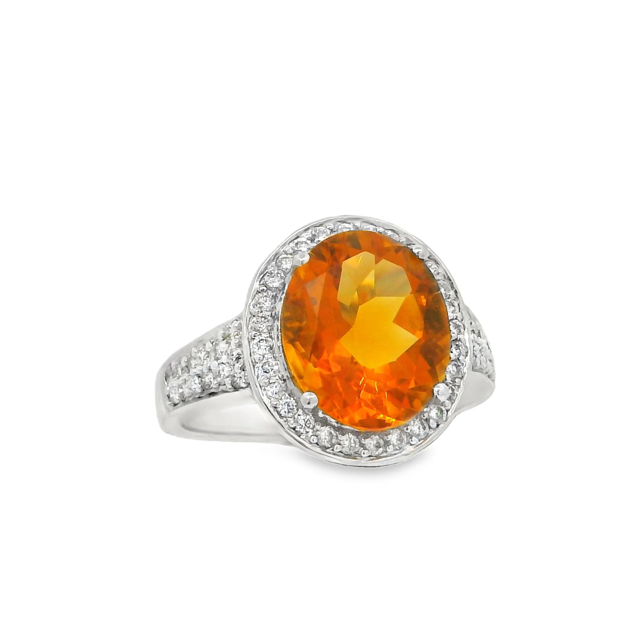 14K White Gold - Oval Cut - Citrine Ring