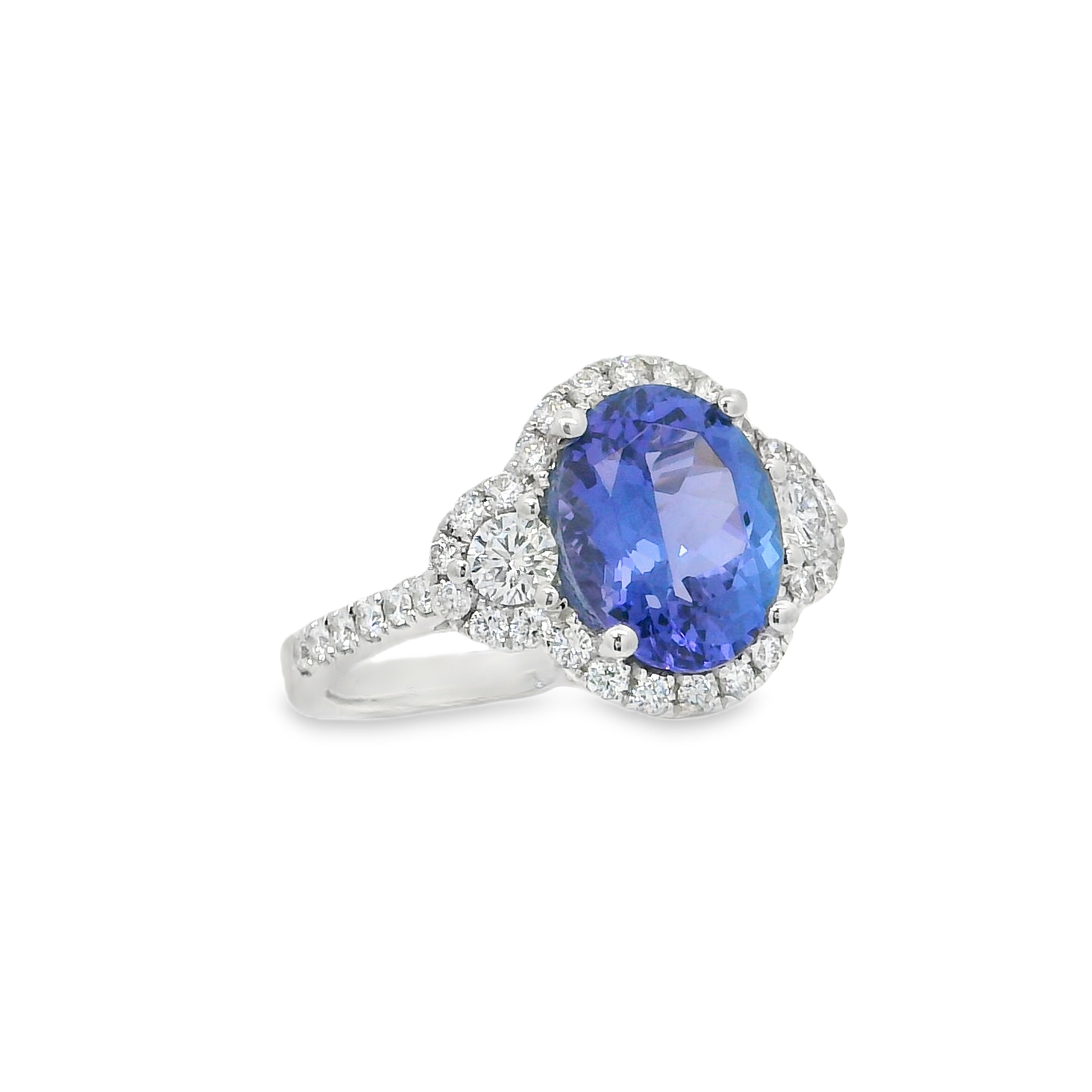 14K White Gold - Oval Cut - Tanzanite Ring