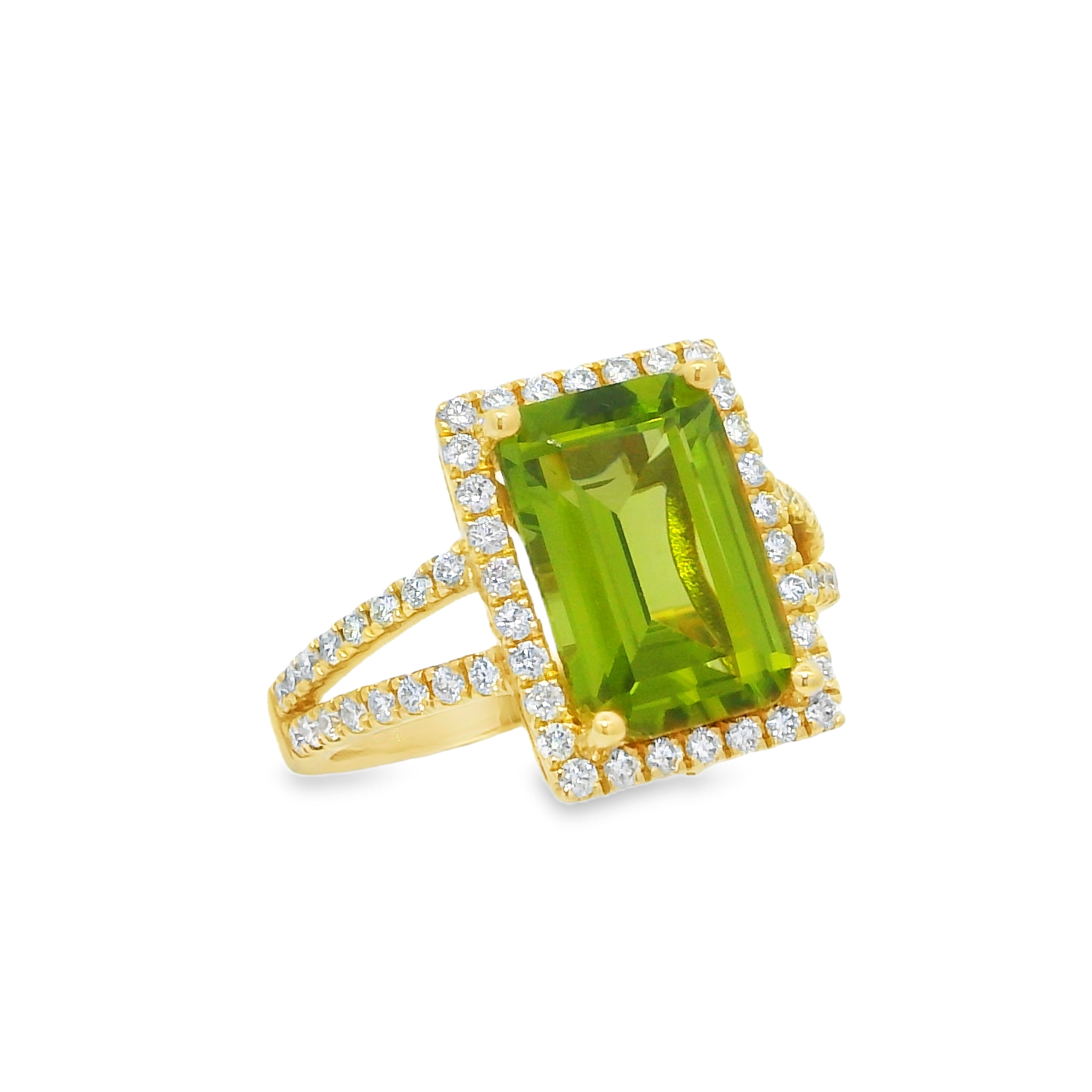 14K Yellow Gold - Emerald Cut - Peridot Ring